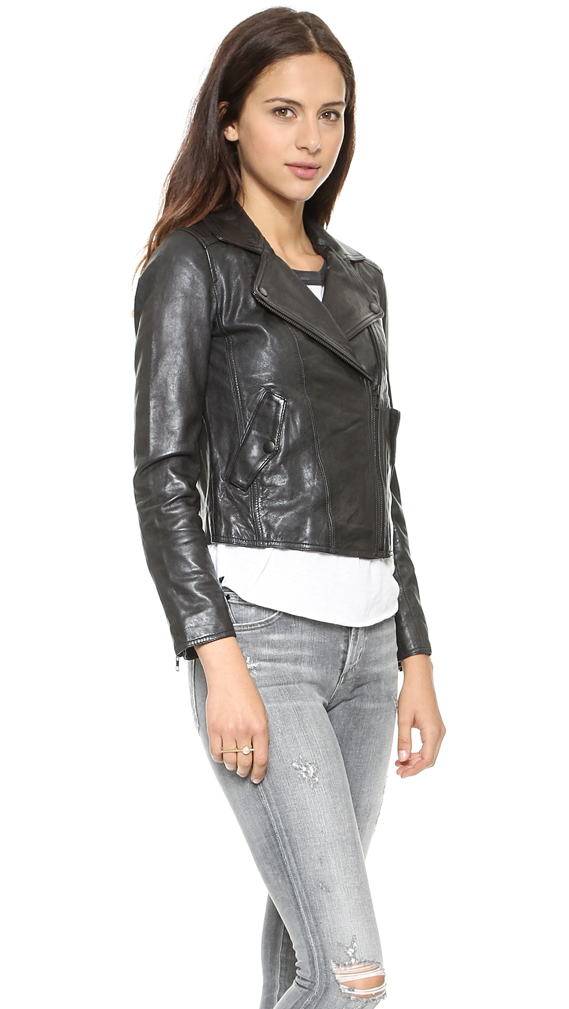 Lyst Madewell Perfect Leather Moto Jacket True Black In Black 2668