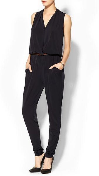 Michael Michael Kors Sleeveless Belted Jumpsuit in Blue (Navy) | Lyst