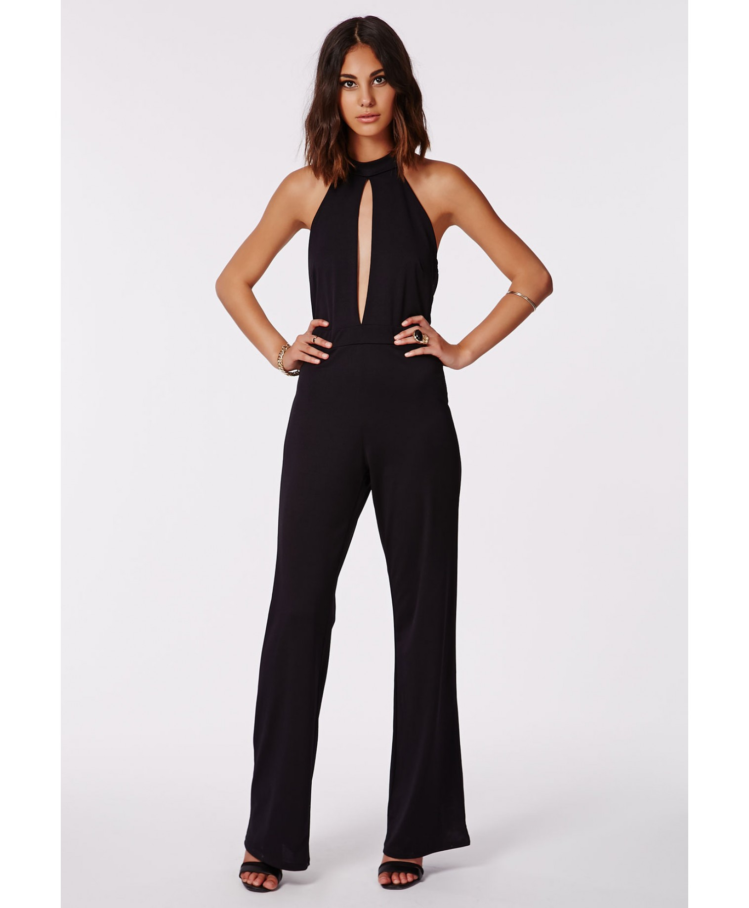 black halterneck jumpsuit