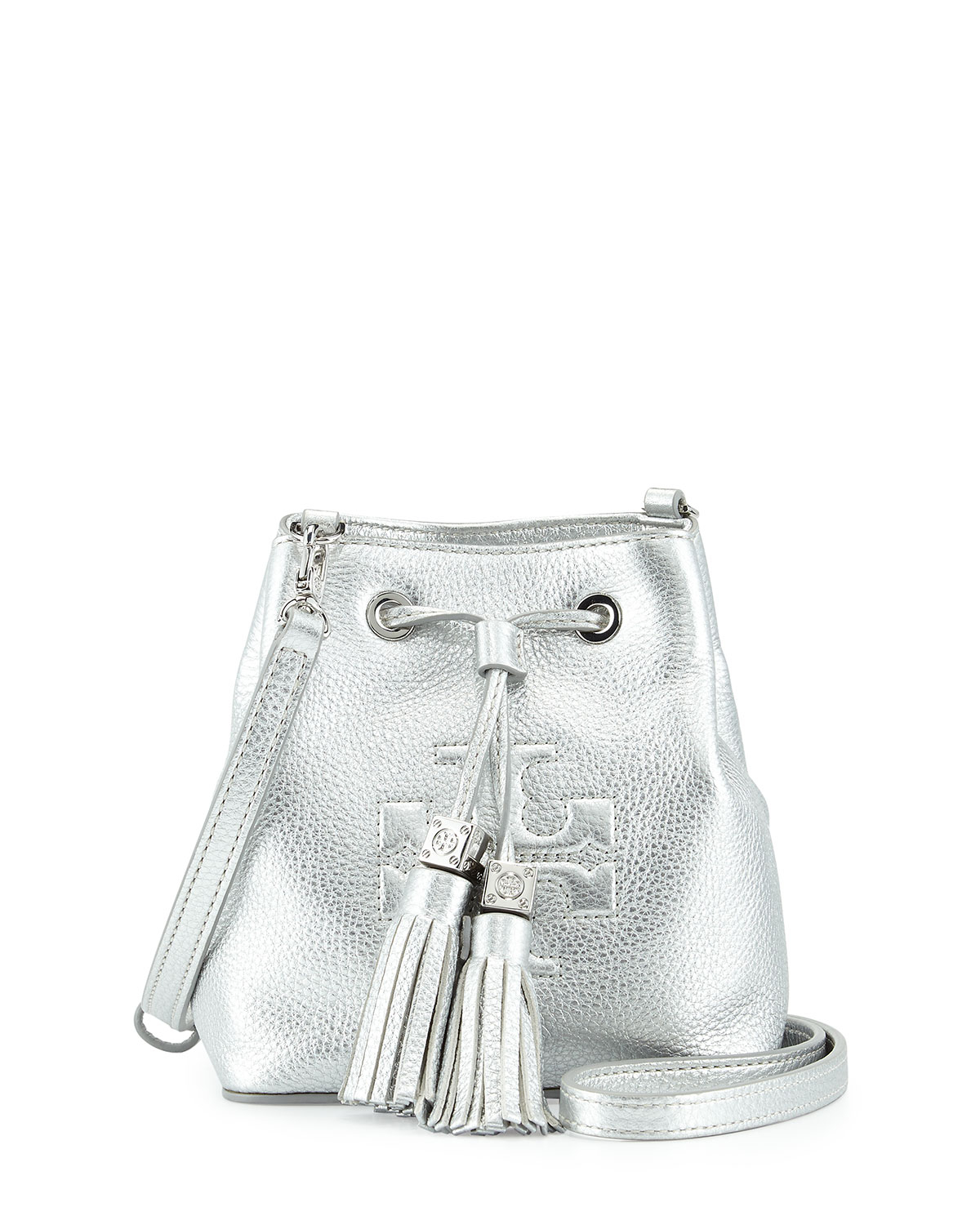 Tory Burch Thea Mini Crossbody Bucket Bag in Silver (Metallic) - Lyst