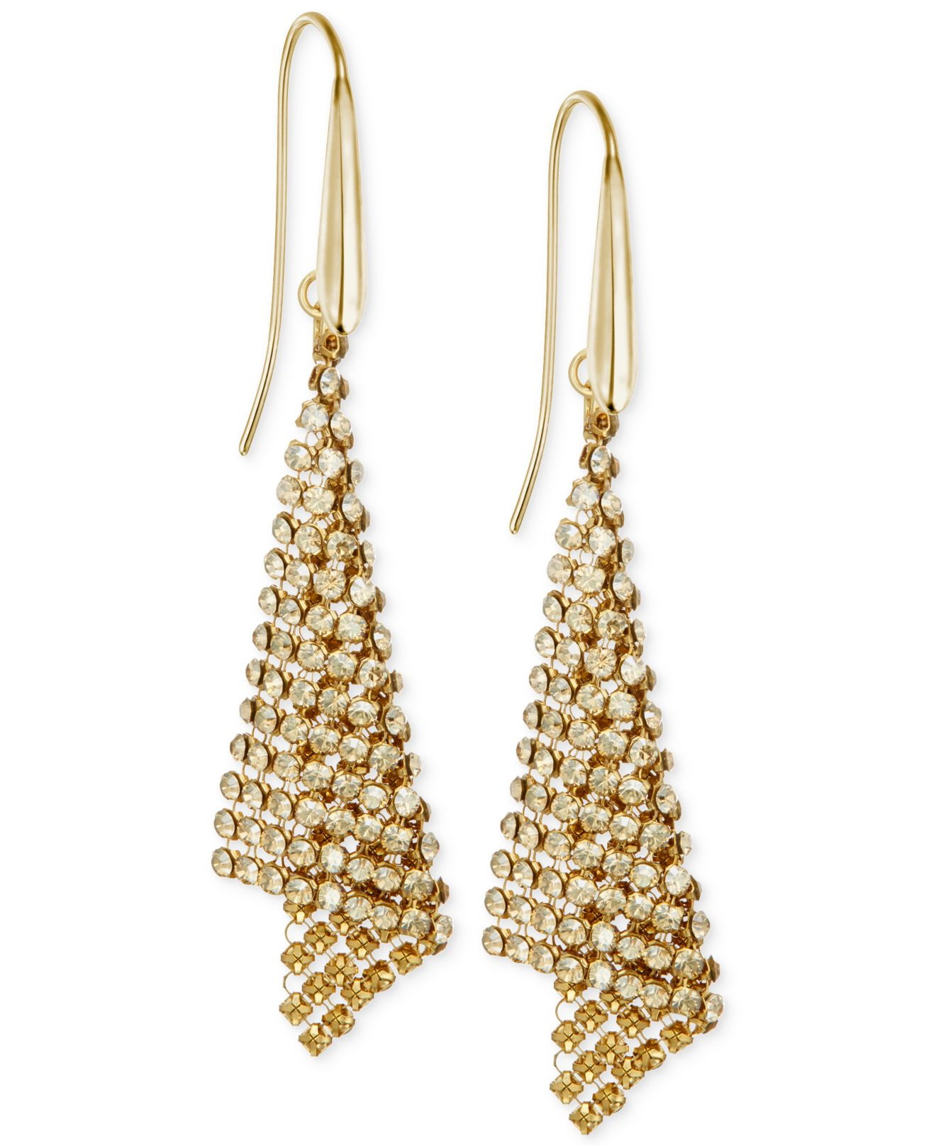 Lyst Swarovski Gold Tone Crystal Mesh Drop Earrings In Metallic Gallery