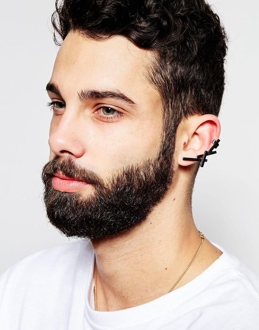 Lyst - Asos Geometric Ear Cuff In Matte Black in Black for Men