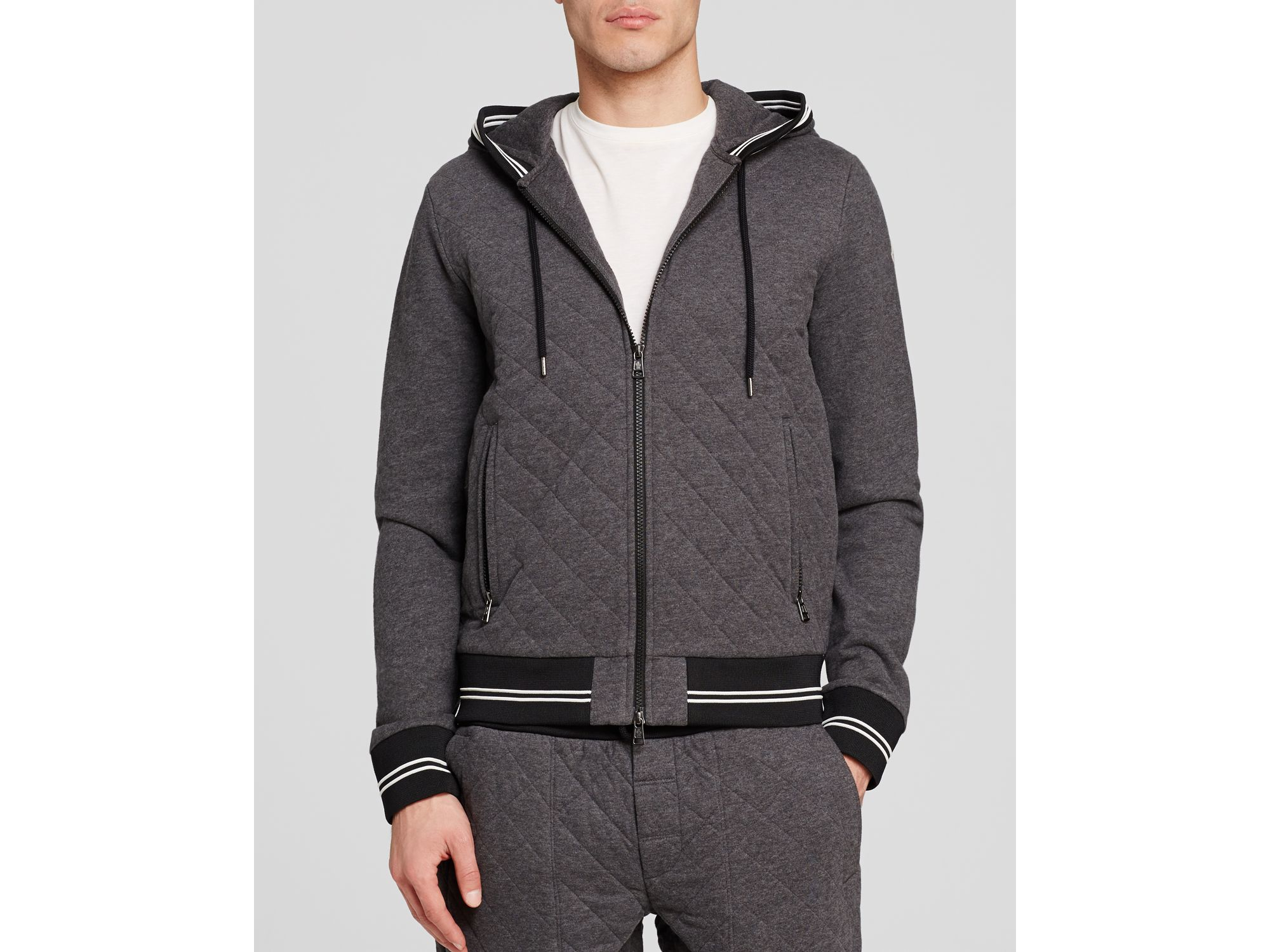 Lyst Moncler Maglia Quilted Cardigan in Gray for Men