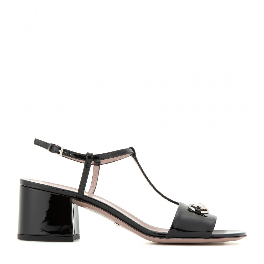 Lyst Gucci Leather T Bar Sandals In Black Gallery
