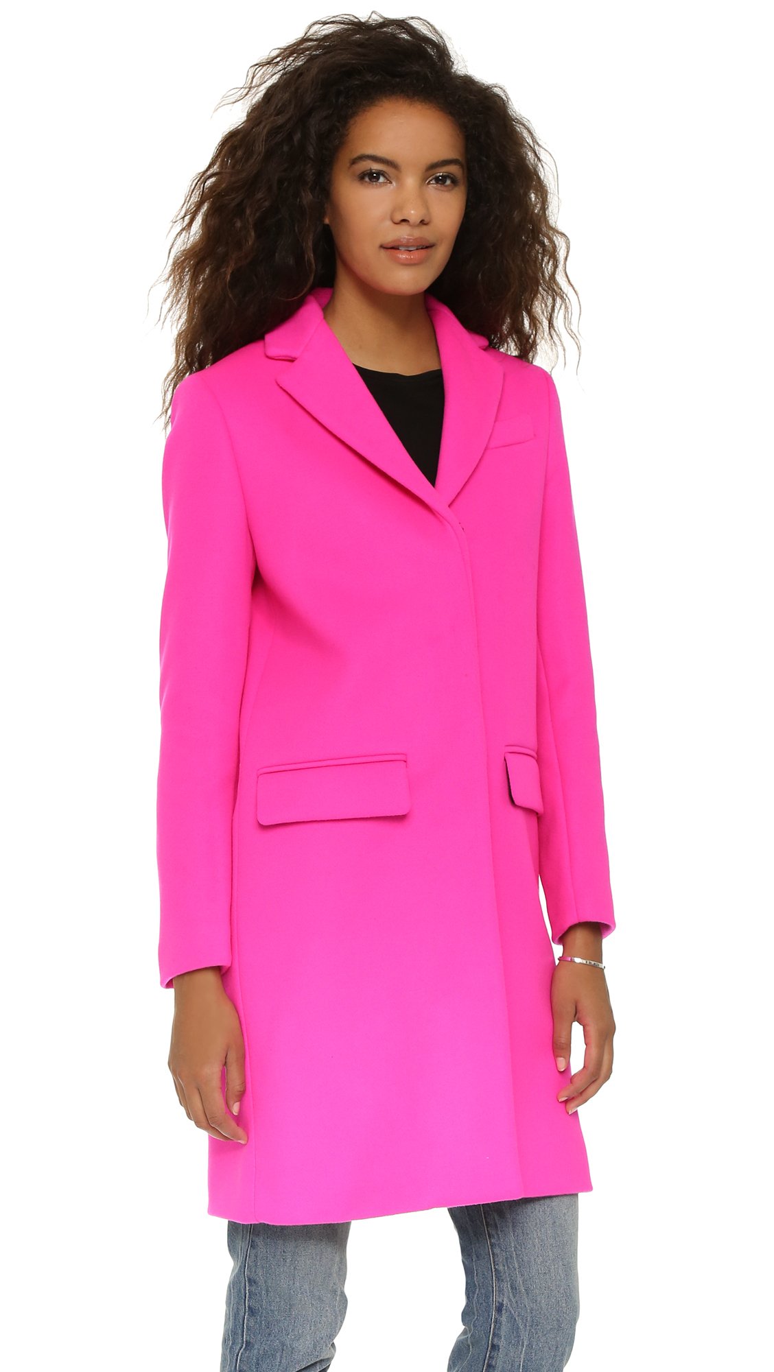 Msgm Wool Coat in Pink | Lyst