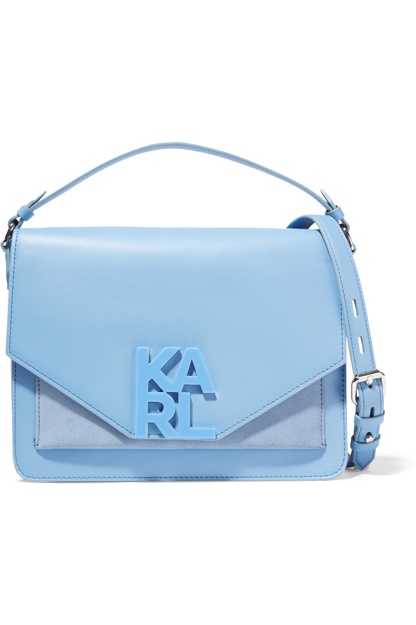 Lyst Karl Lagerfeld Suede Paneled Leather Shoulder Bag In Blue Gallery