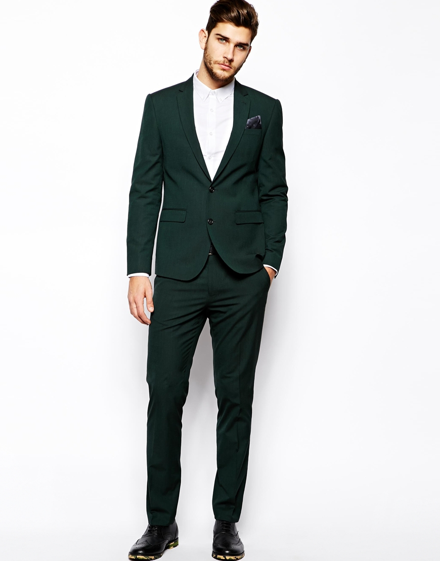 ASOS Slim Fit Suit Jacket In Dark Green in Green for Men - Lyst