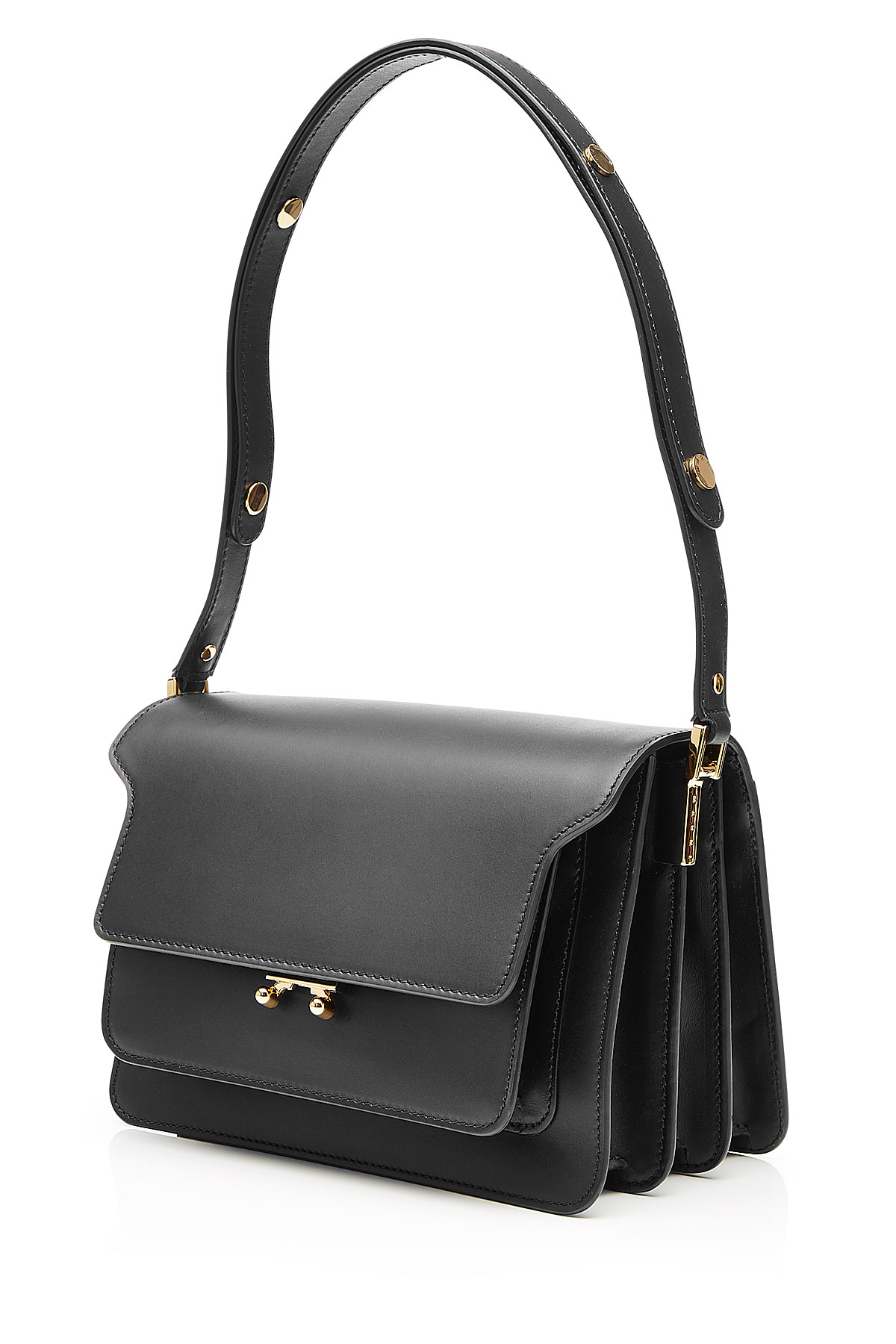 Marni Trunk Medium Leather Shoulder Bag - Black in Black | Lyst