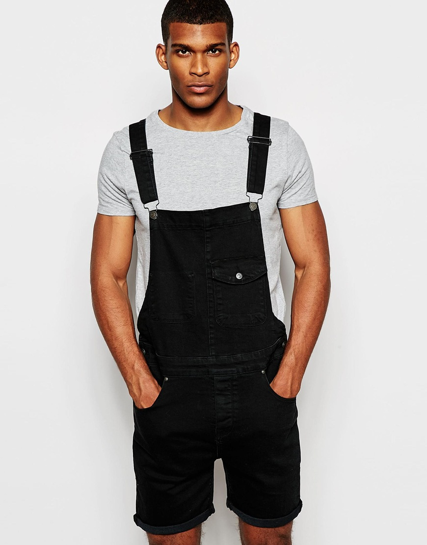 Lyst - Asos Short Dungarees In Plain Black in Black for Men