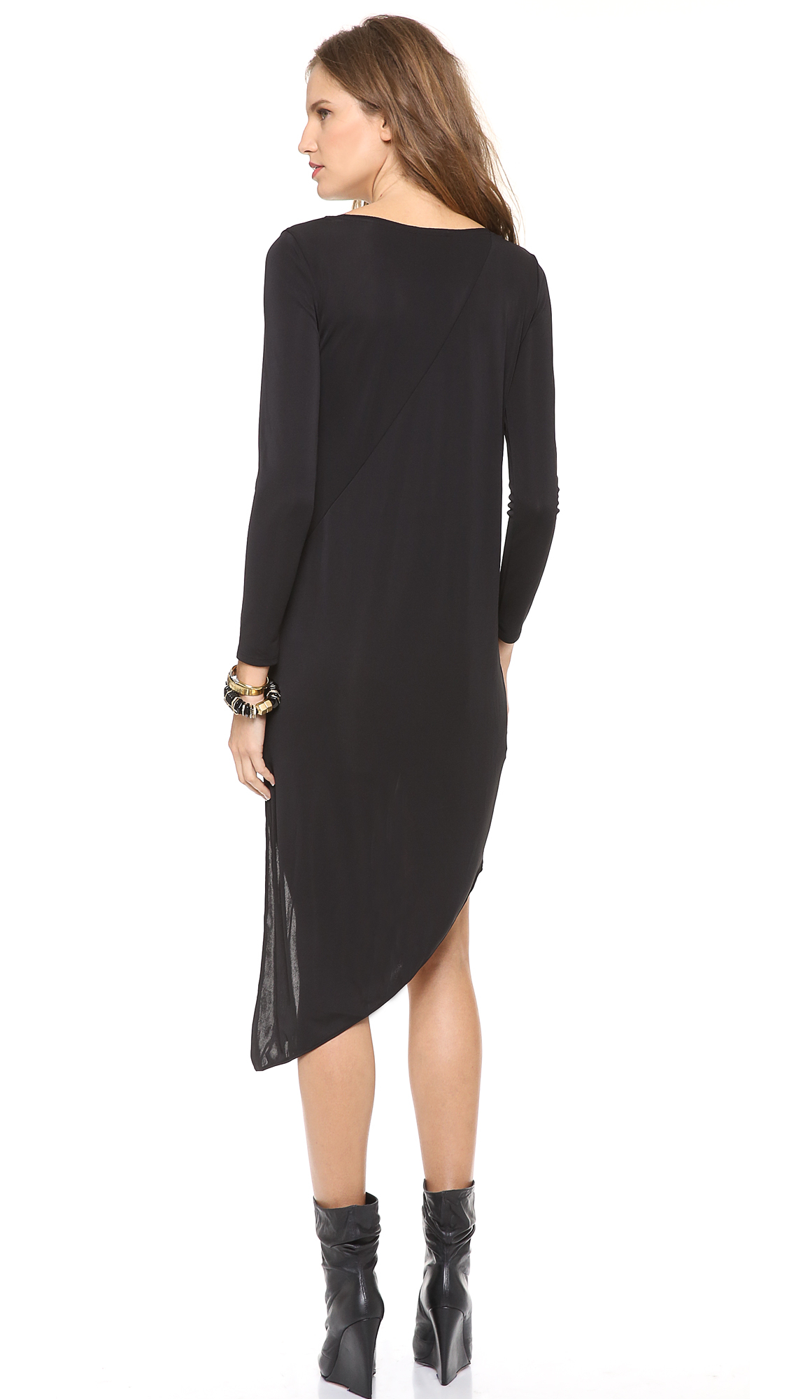 Lyst - Dkny Draped Asymmetrical Tunic in Black