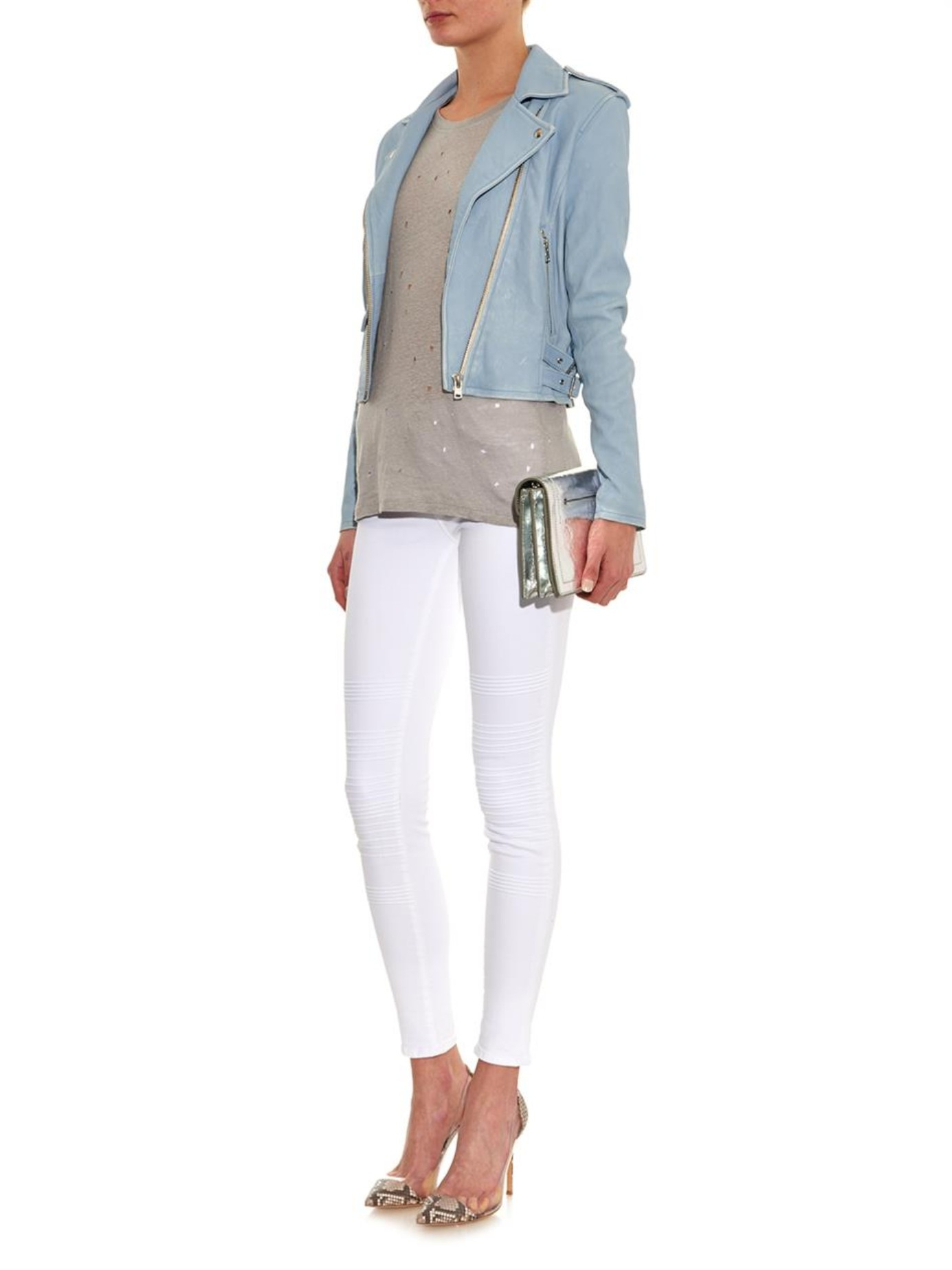 Iro Ashville Leather Biker Jacket In Blue Lyst Gallery