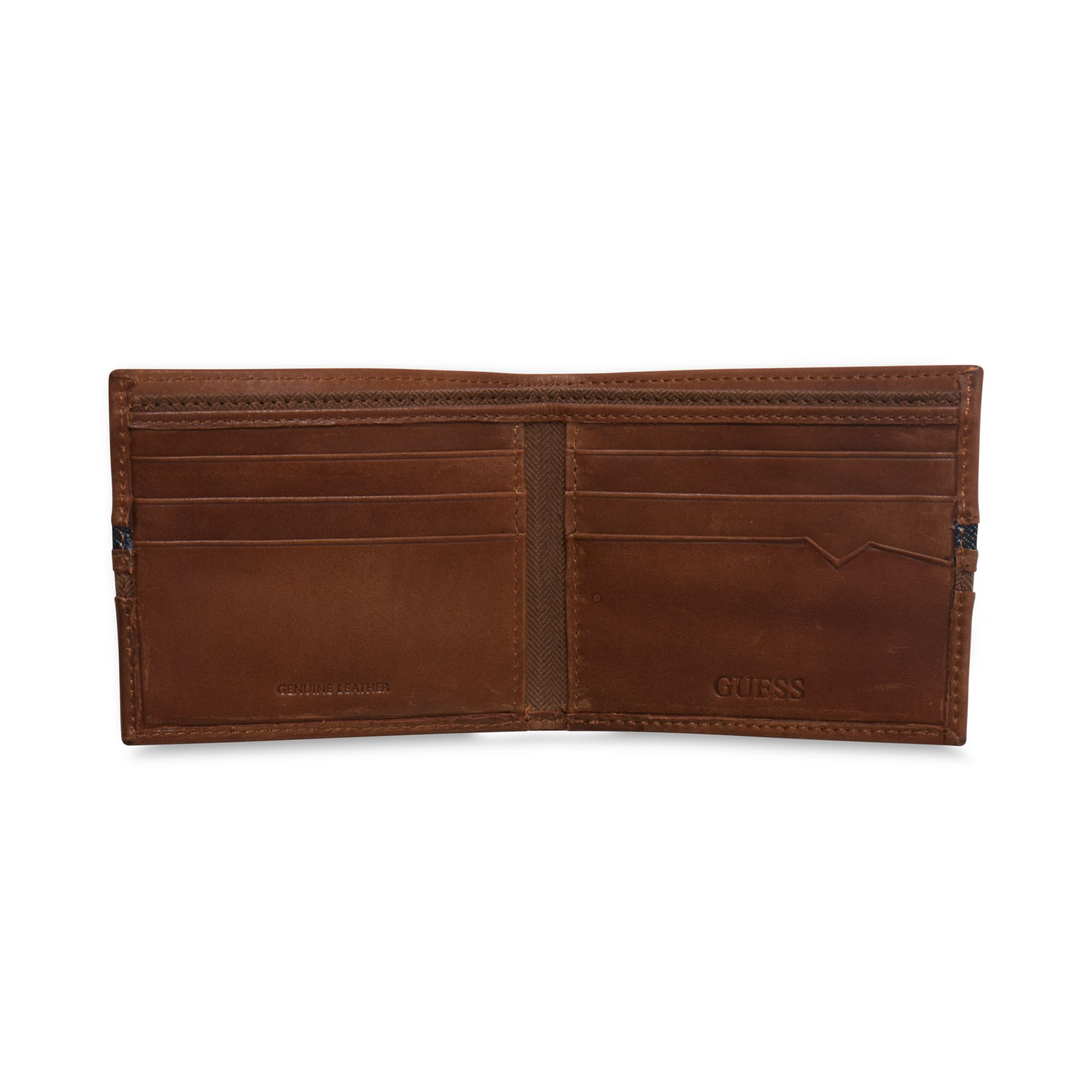 Guess Ian Denim Double Billfold Wallet in Brown for Men (Tan) | Lyst