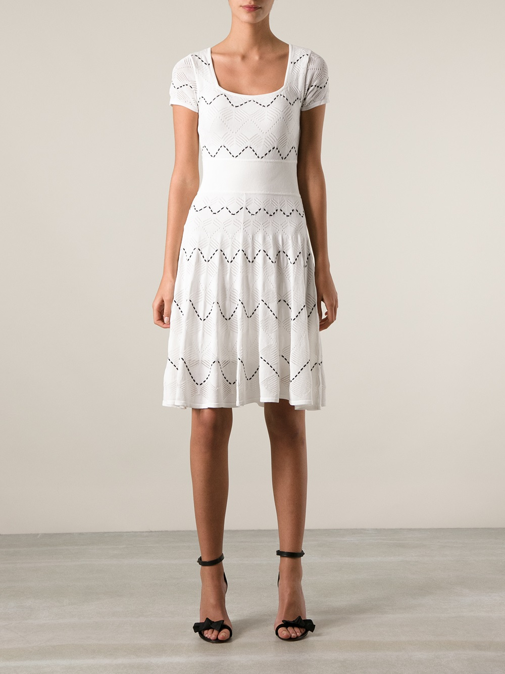 Lyst Catherine malandrino Jacquard Skater Dress in White