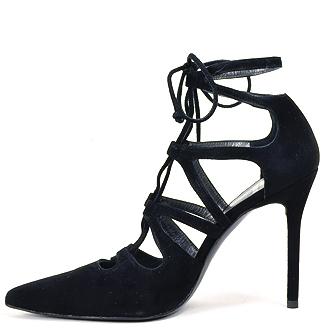 black lace up pumps