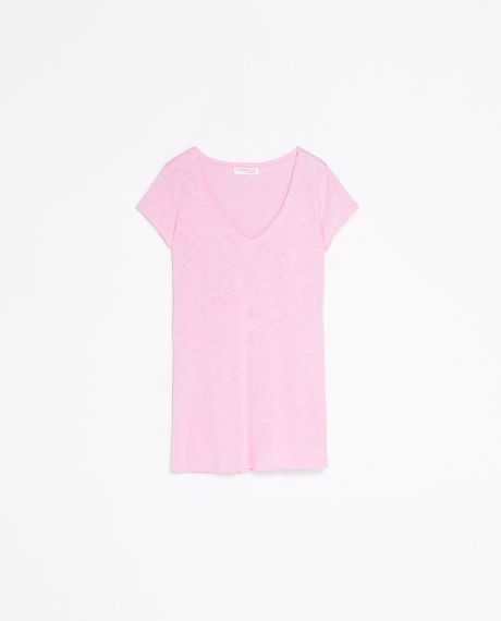 Zara Organic Cotton T-shirt in Pink (Neon pink) | Lyst