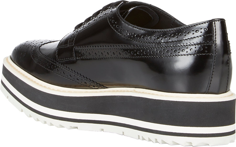 Prada Wingtip Brogue Platform Sneakers in Black | Lyst