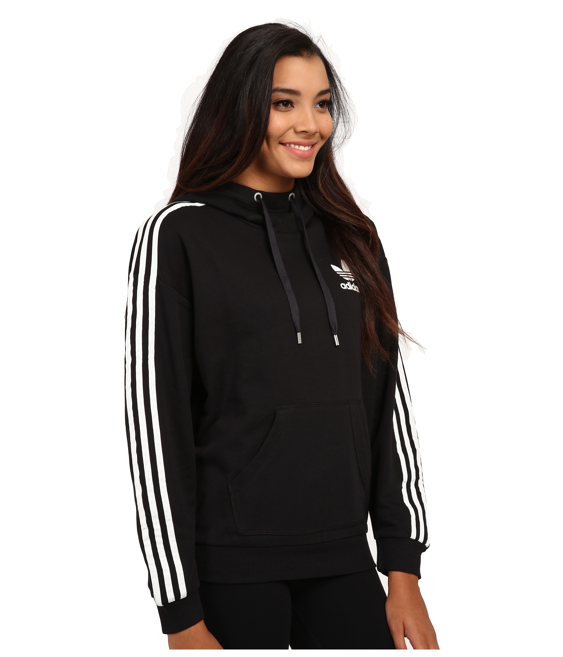 Adidas originals 3-stripes Hoodie in Black (Black/White) | Lyst