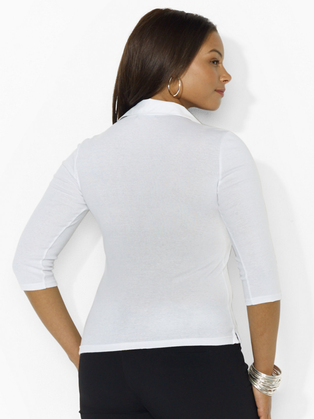 Lyst Lauren By Ralph Lauren Three Quarter Sleeved Polo Shirt in White