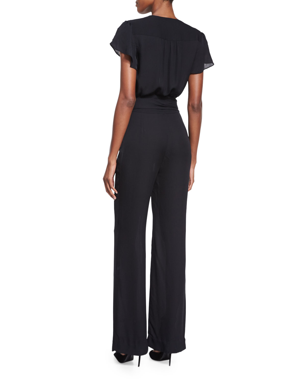 black cap sleeve jumpsuit