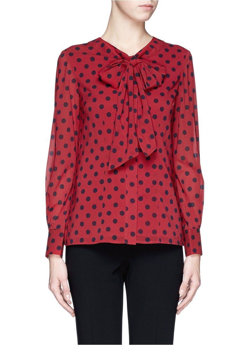 red polka dot blouse uk