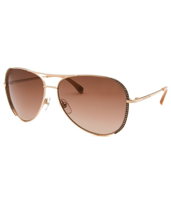 Michael kors Women'S Sadie Aviator Rose-Tone Sunglasses in Metallic | Lyst