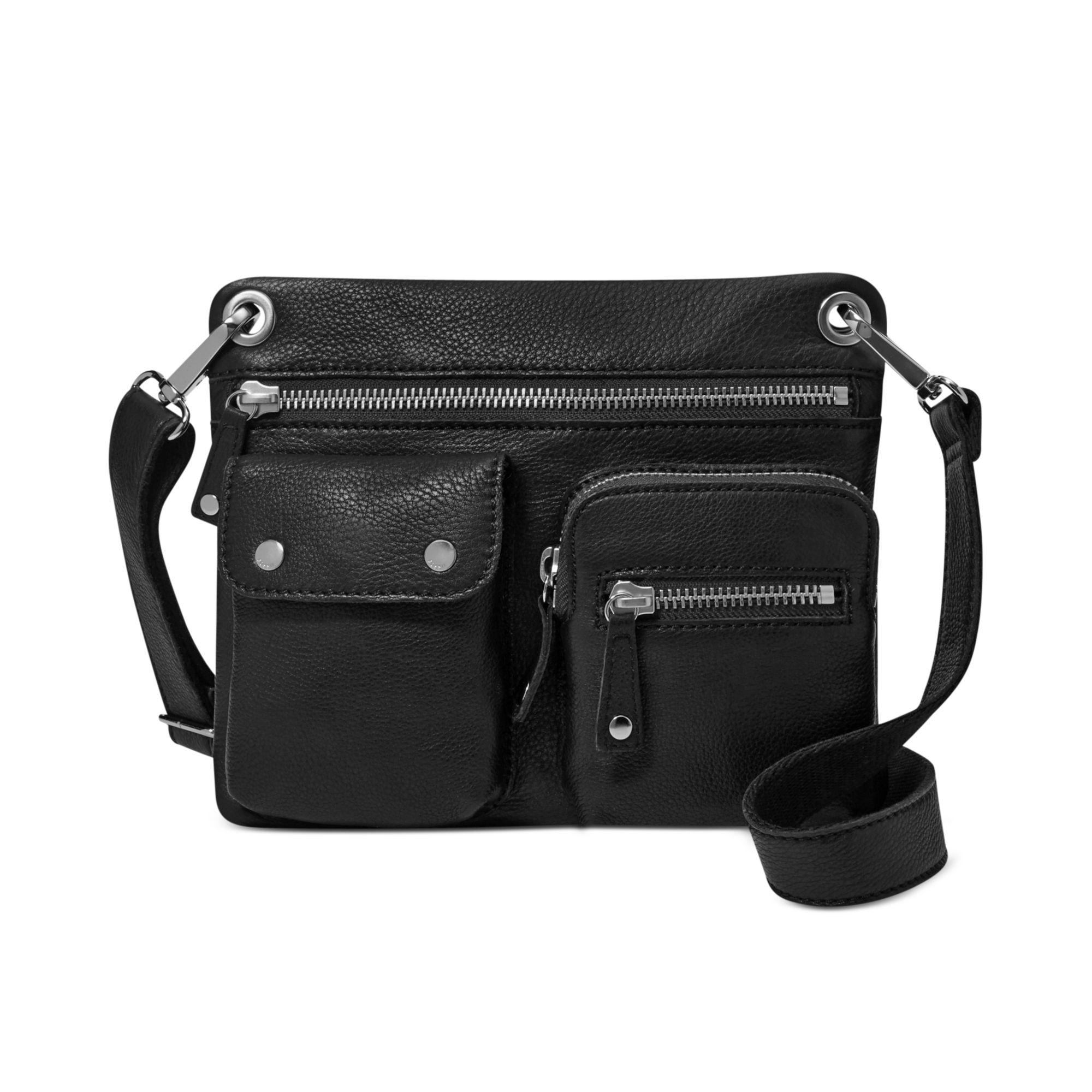 Fossil Sutton Leather Crossbody in Black | Lyst