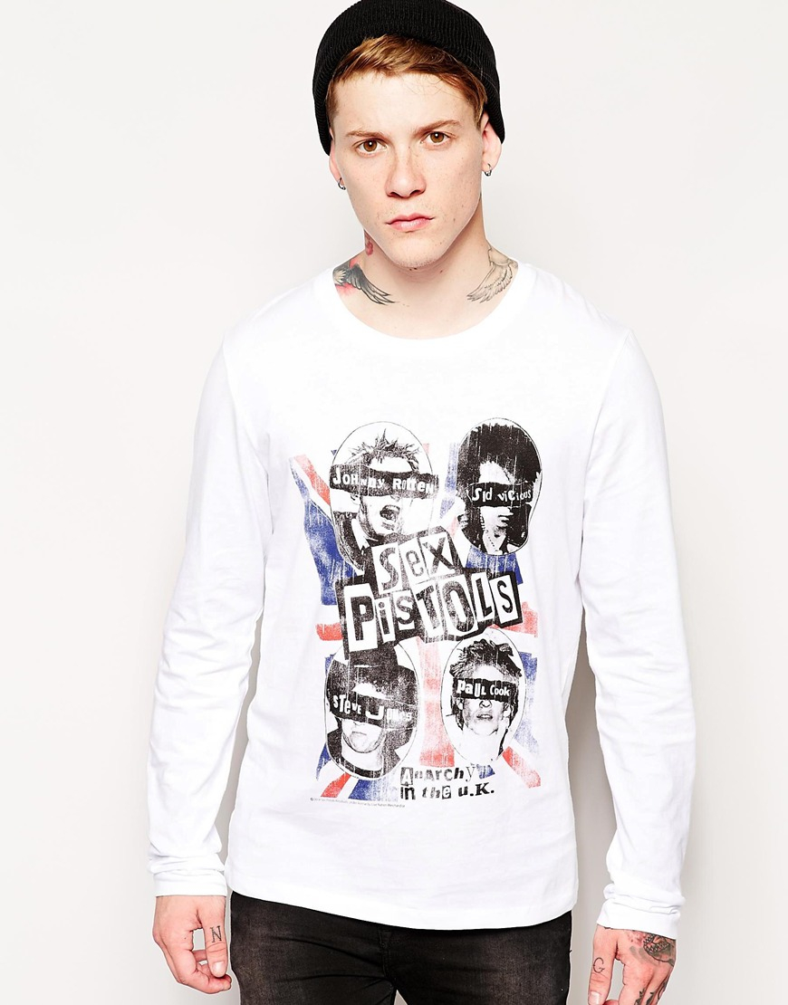 Lyst Asos Long Sleeve T Shirt With Sex Pistols Flag Print In Skater