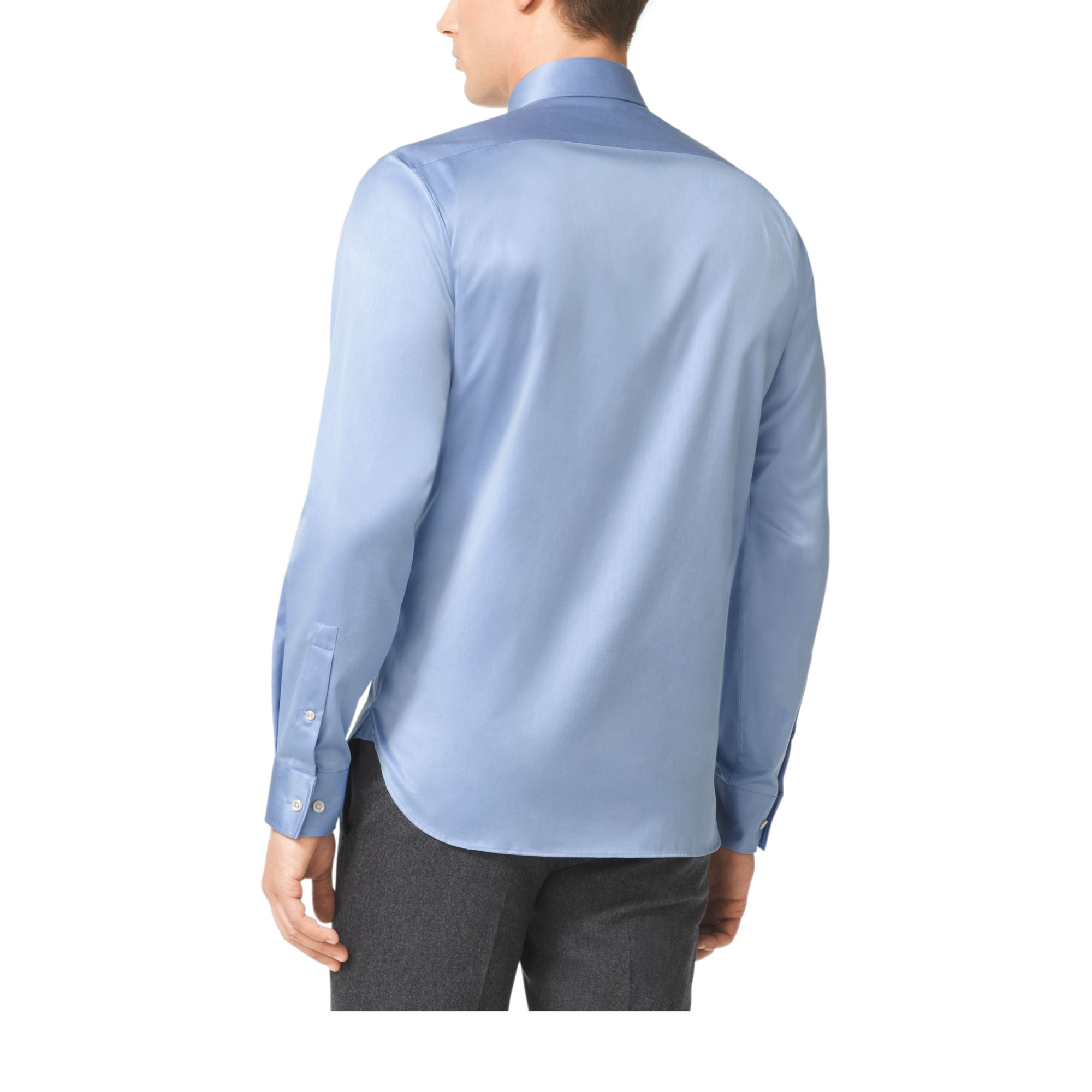 Michael kors Cotton-twill Dress Shirt in Blue for Men | Lyst