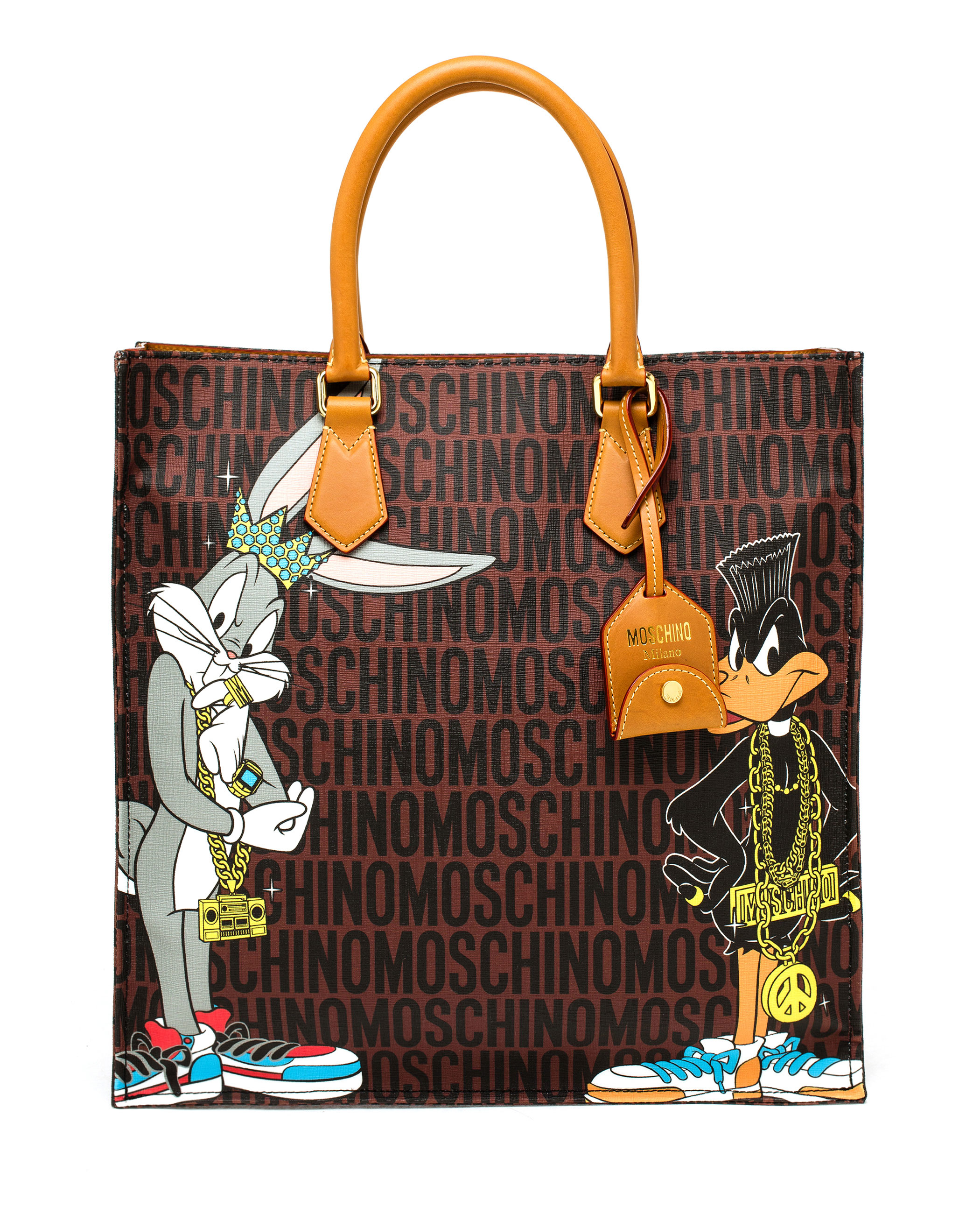 Lyst - Moschino Bugs Bunny and Duffy Duck Printed Tote in Brown