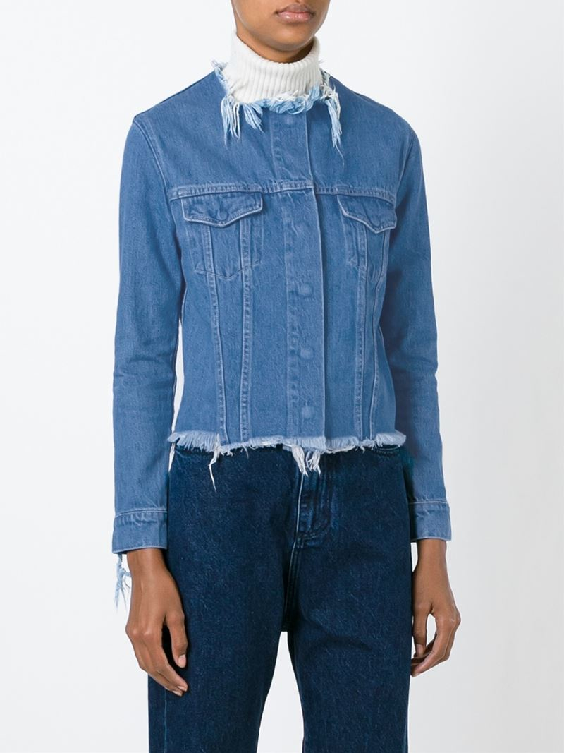 Marquesalmeida Frayed Edge Denim Jacket In Blue Lyst