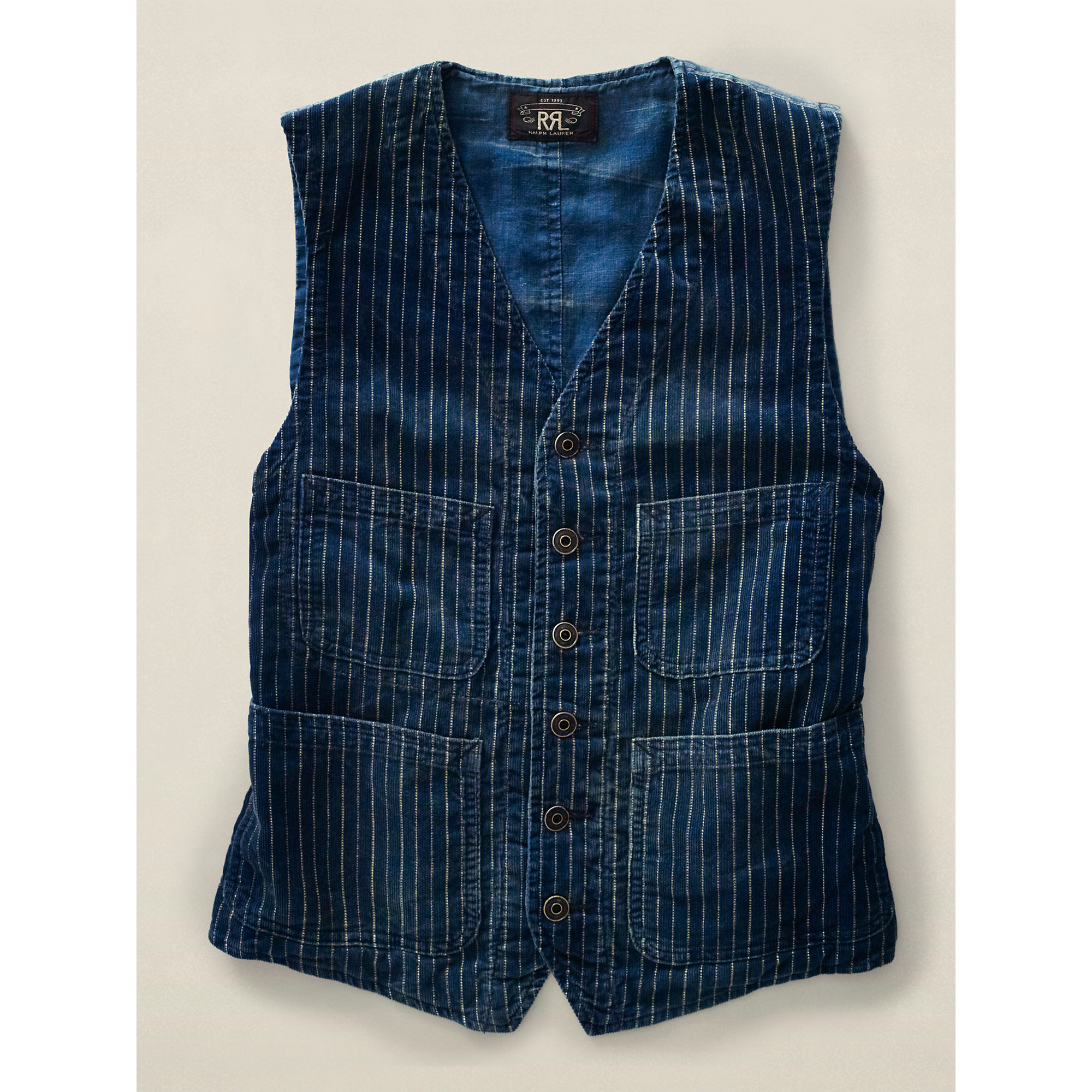 Lyst - Rrl Baldwin Striped Corduroy Vest in Blue for Men