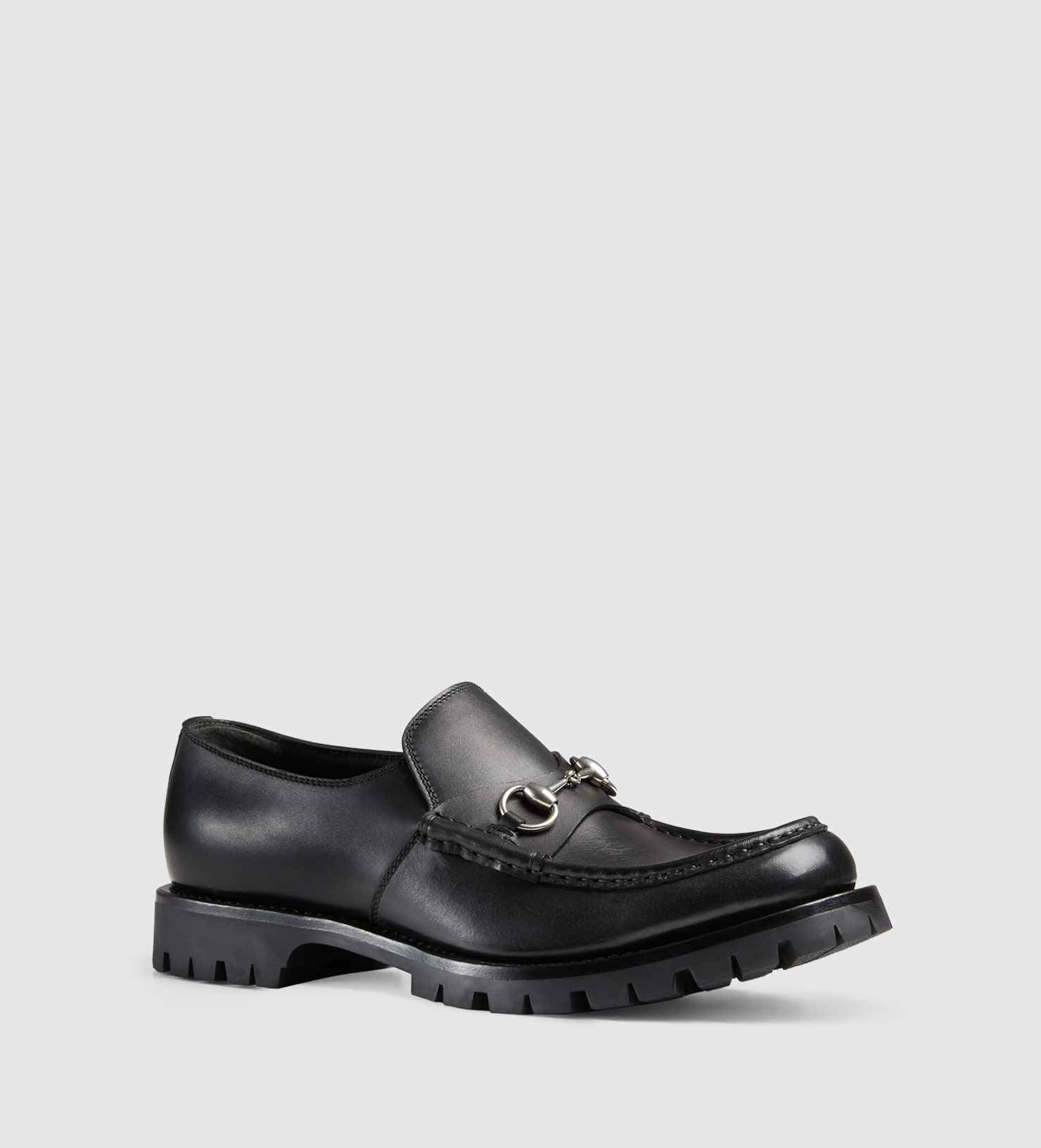 Gucci Men's Leather Lug Sole Horsebit Loafer in Black for Men | Lyst