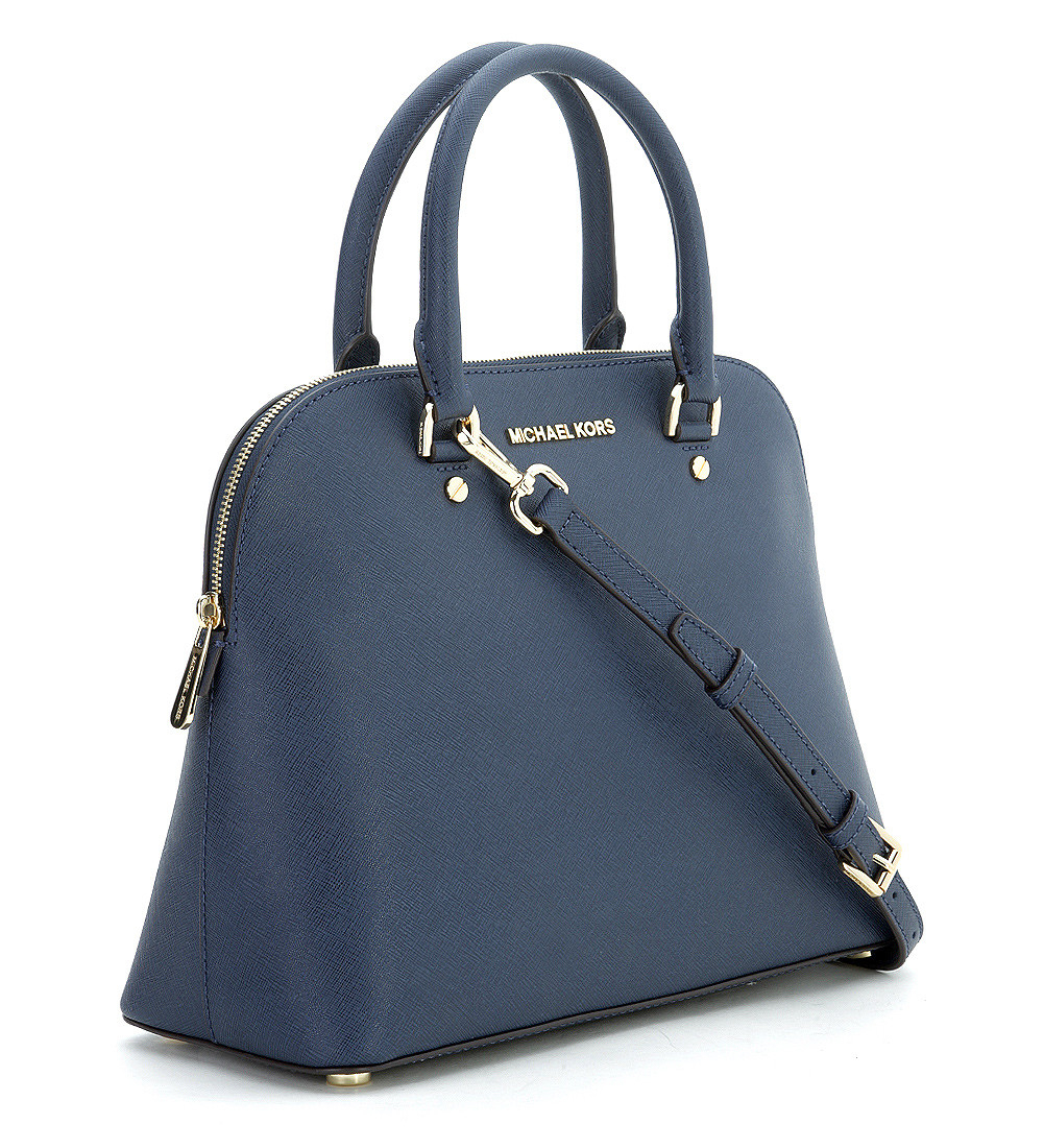 Michael kors Lg Dome Satchel Handmade In Blue Saffiano Leather in Blue ...