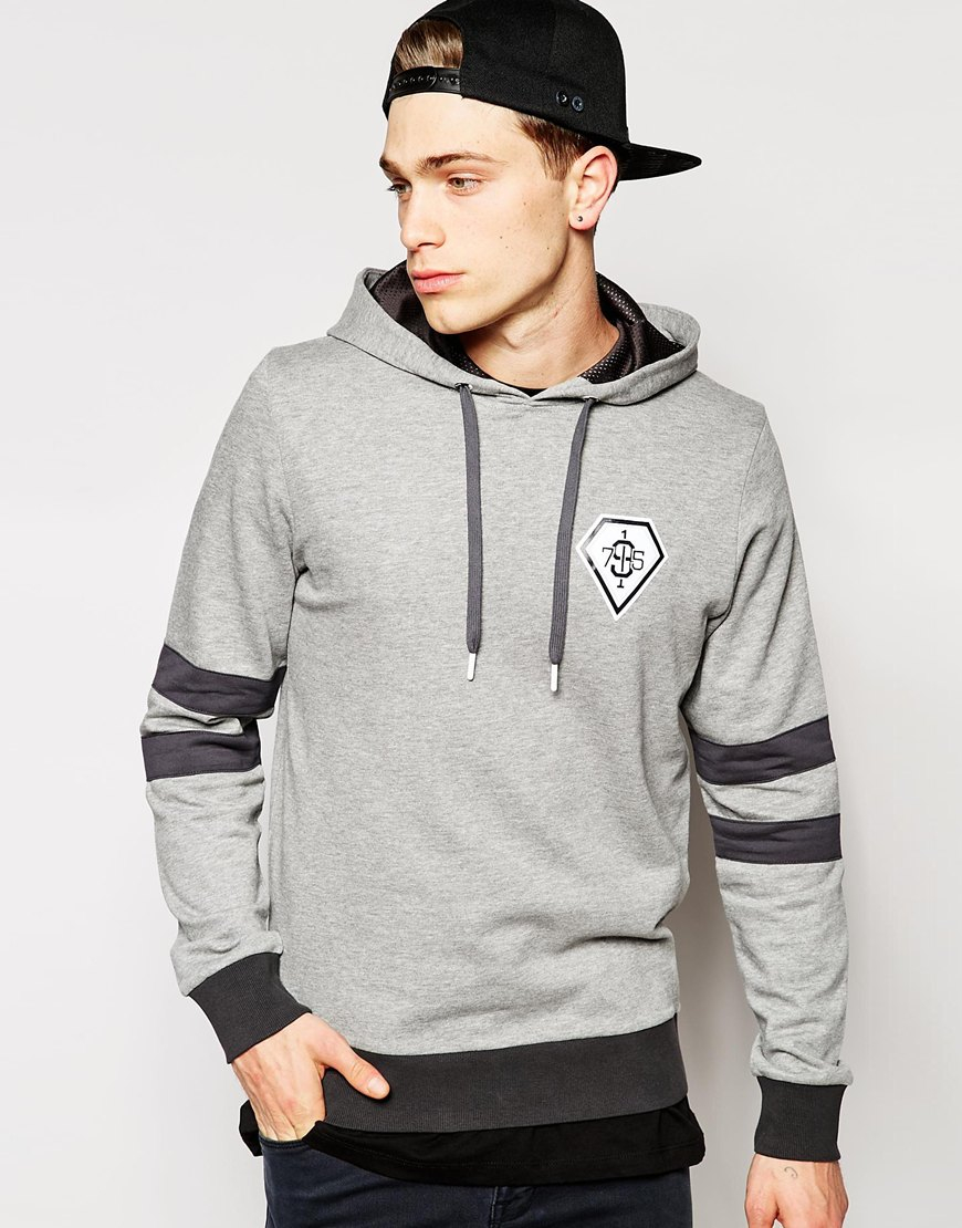 Lyst - Jack & Jones Varsity Tracksuit Top With Hood in Gray for Men