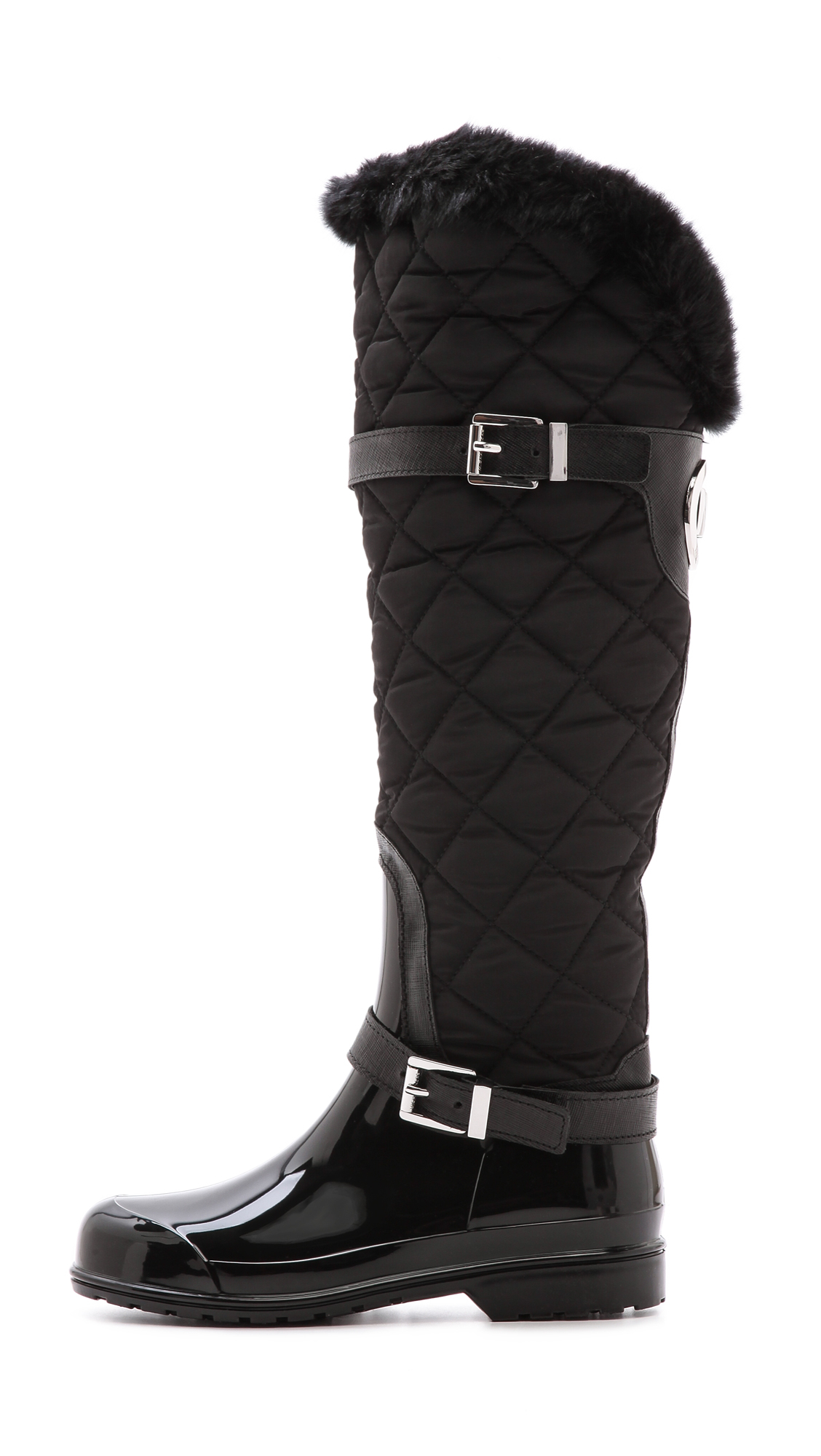 Michael michael kors Fulton Quilted Rain Boots - Black in Black | Lyst