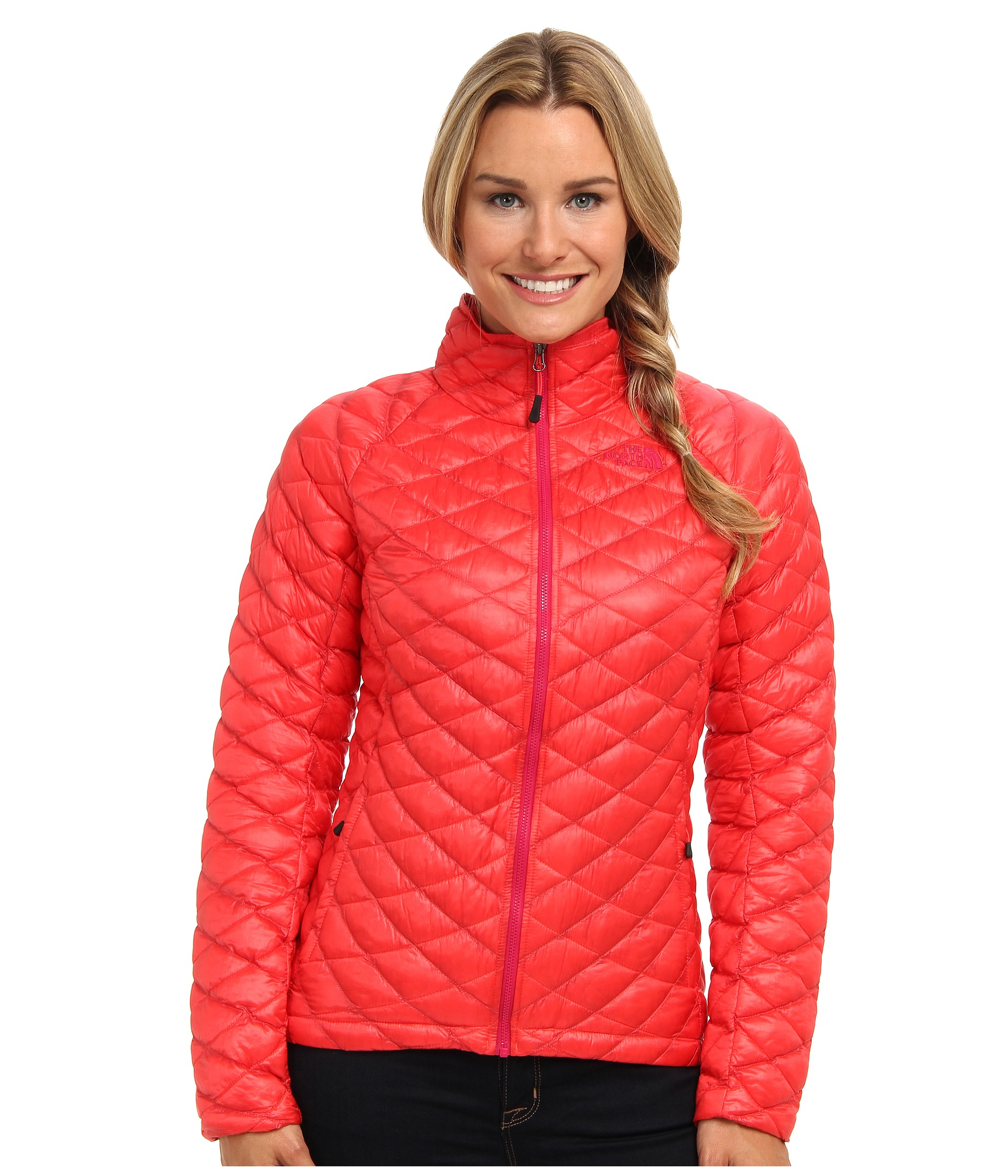 The north face Thermoball™ Full Zip Jacket in Pink (Rambutan Pink) | Lyst