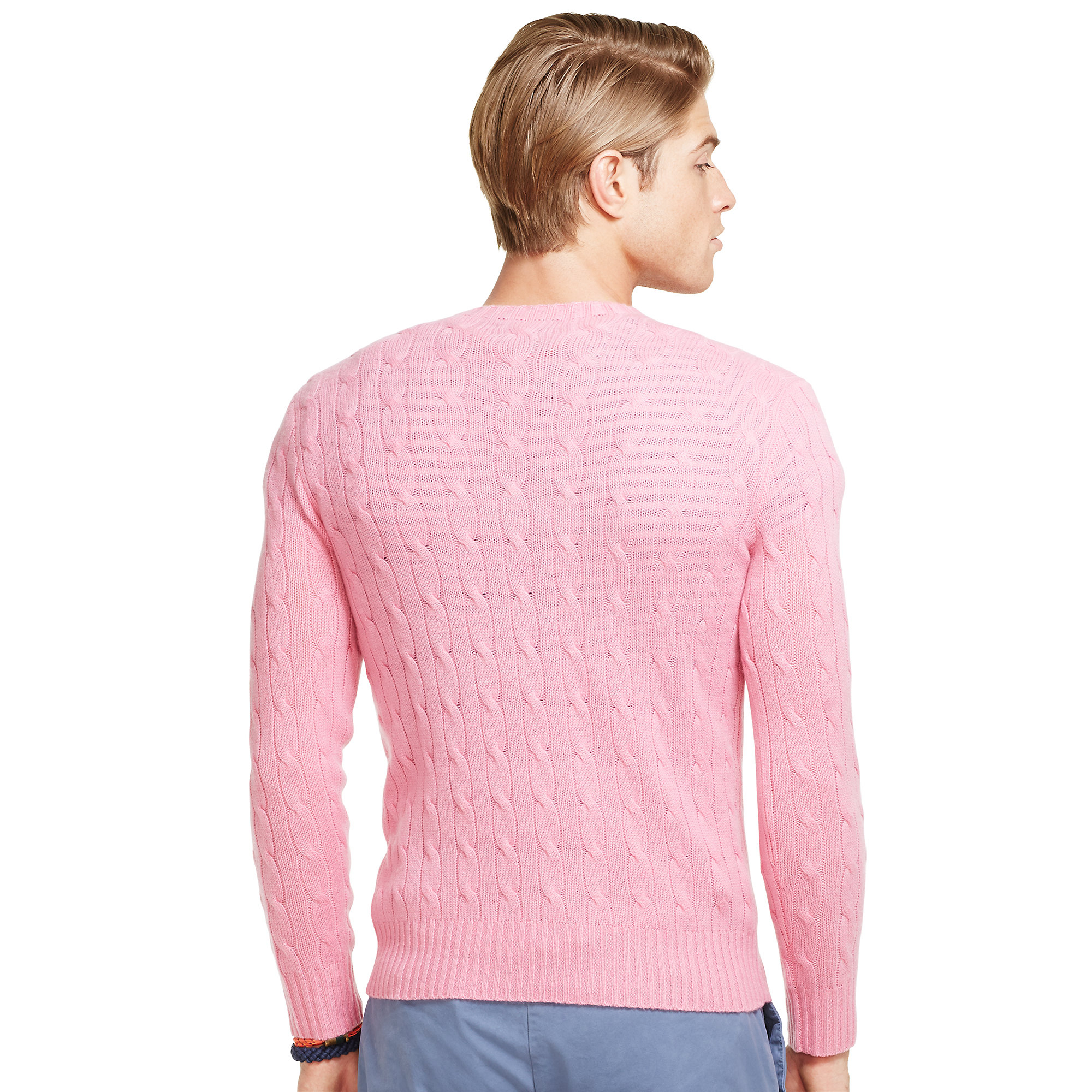 Lyst Polo Ralph Lauren CableKnit Cashmere Sweater in Pink for Men