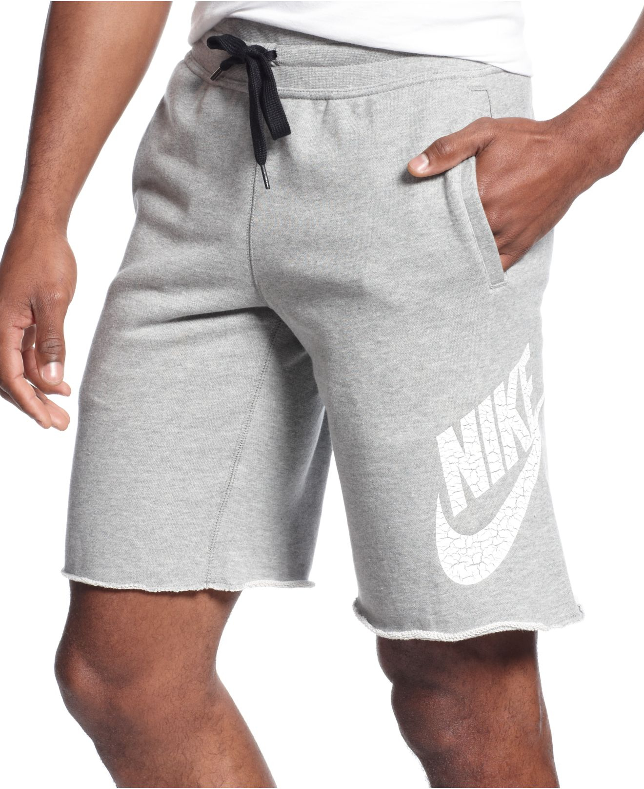 nike grey cut off shorts