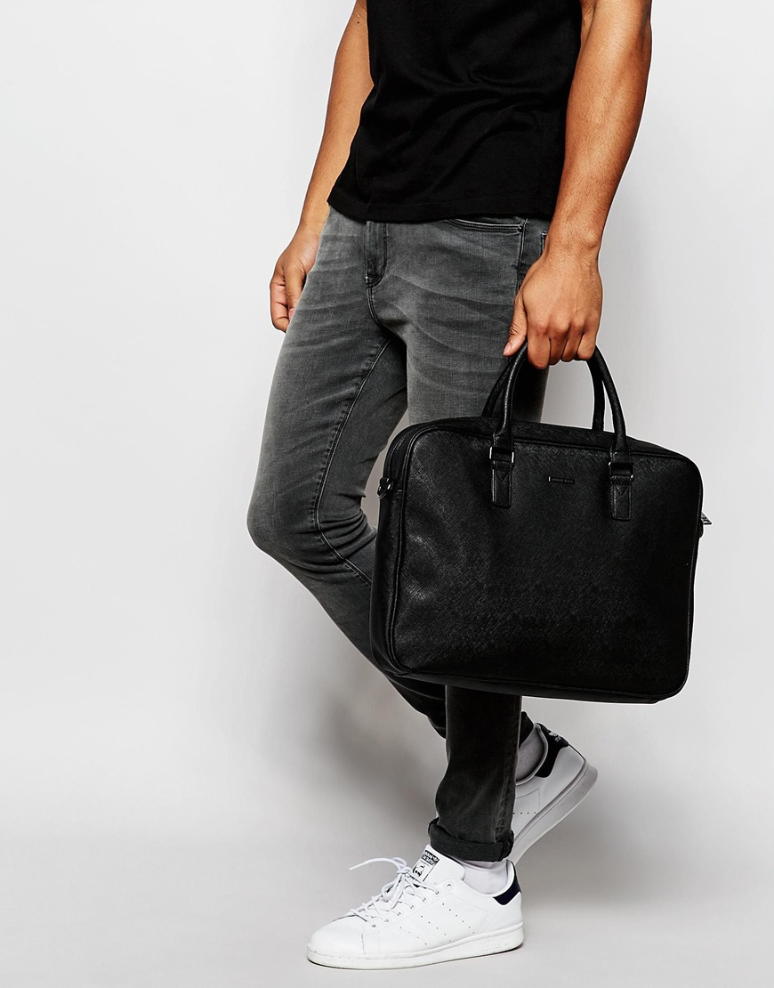 Lyst Armani Jeans Laptop Bag In Faux Saffiano Leather Black For Men Gallery