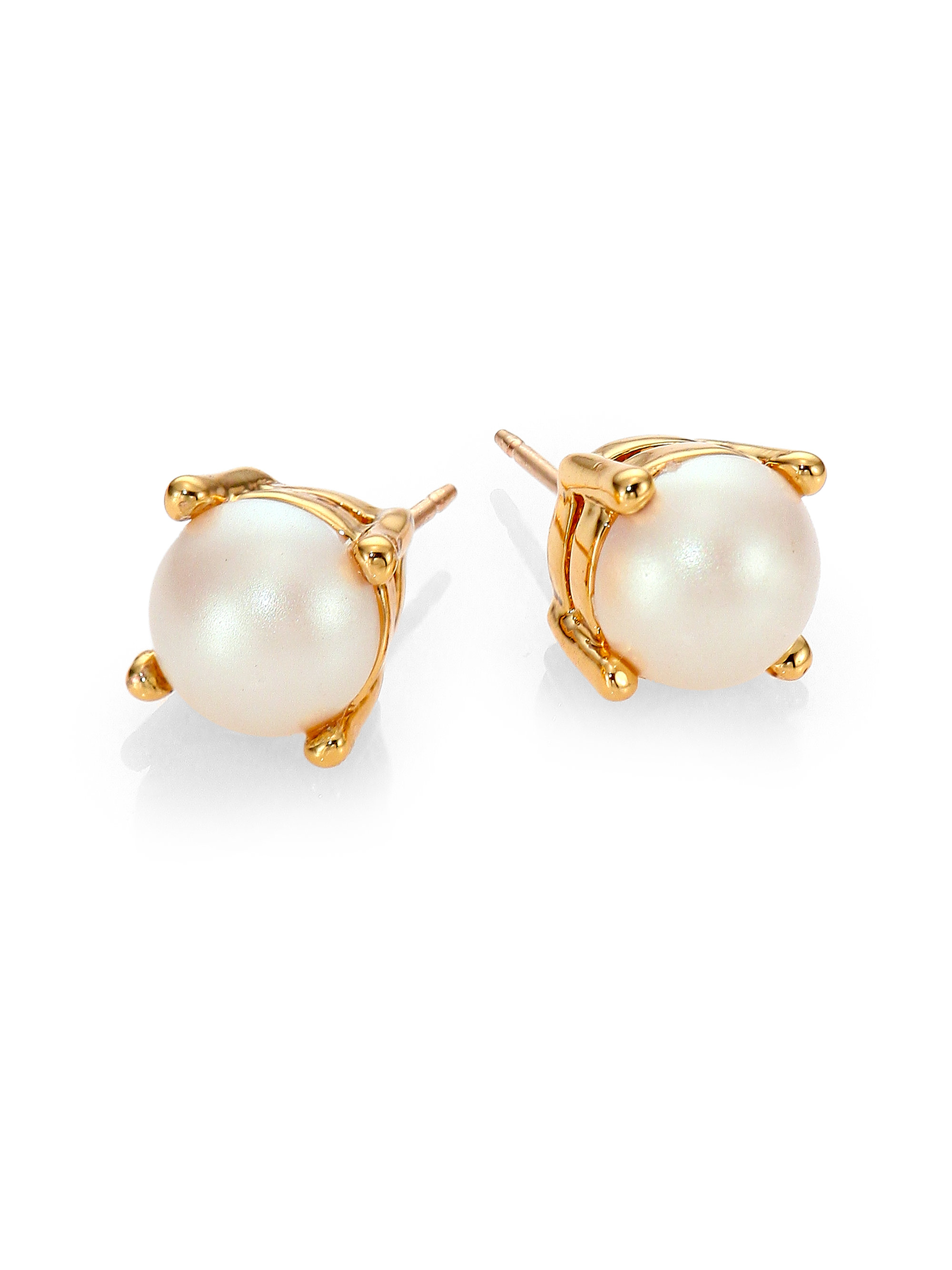 Lyst Kate Spade New York Cueva Rosa Faux Pearl Stud Earrings In White Gallery
