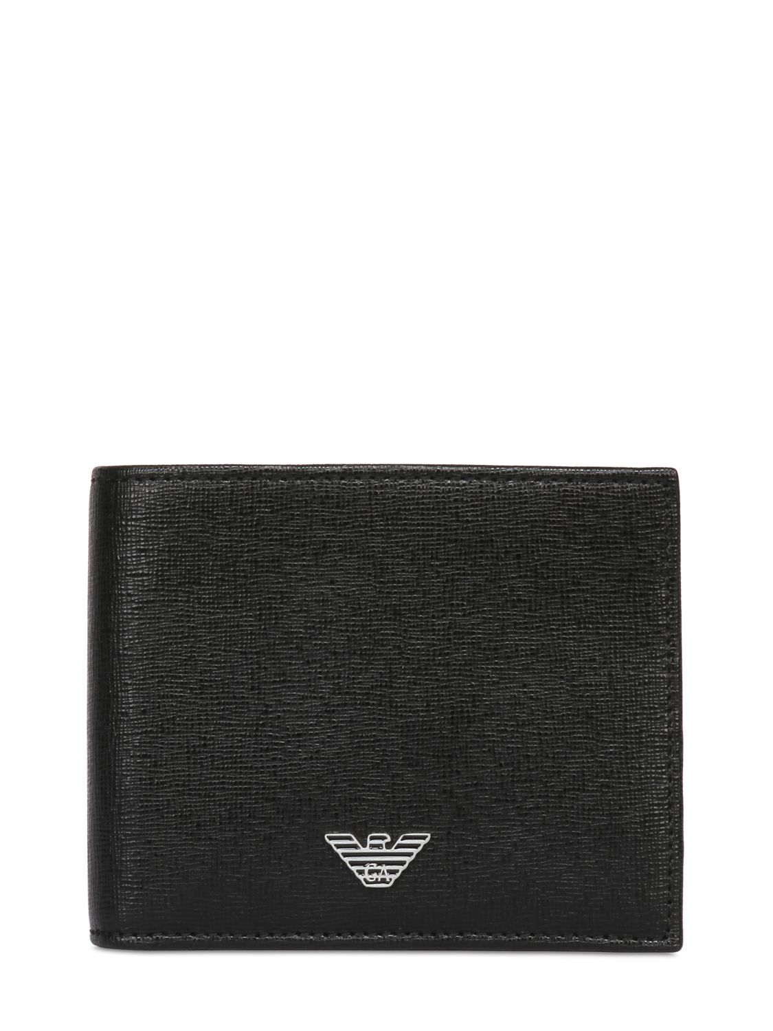 Emporio Armani Embossed Leather Classic Wallet in Black for Men - Lyst
