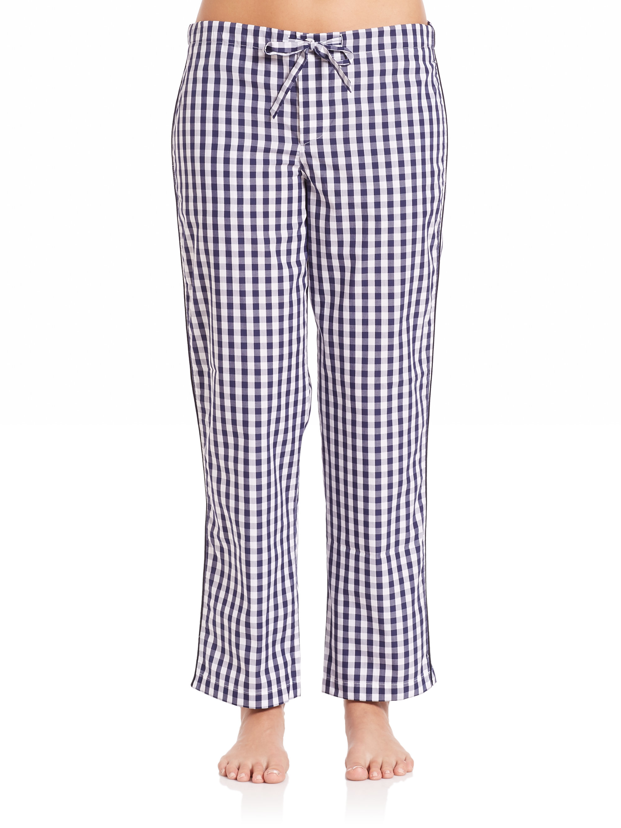 gingham pants blue