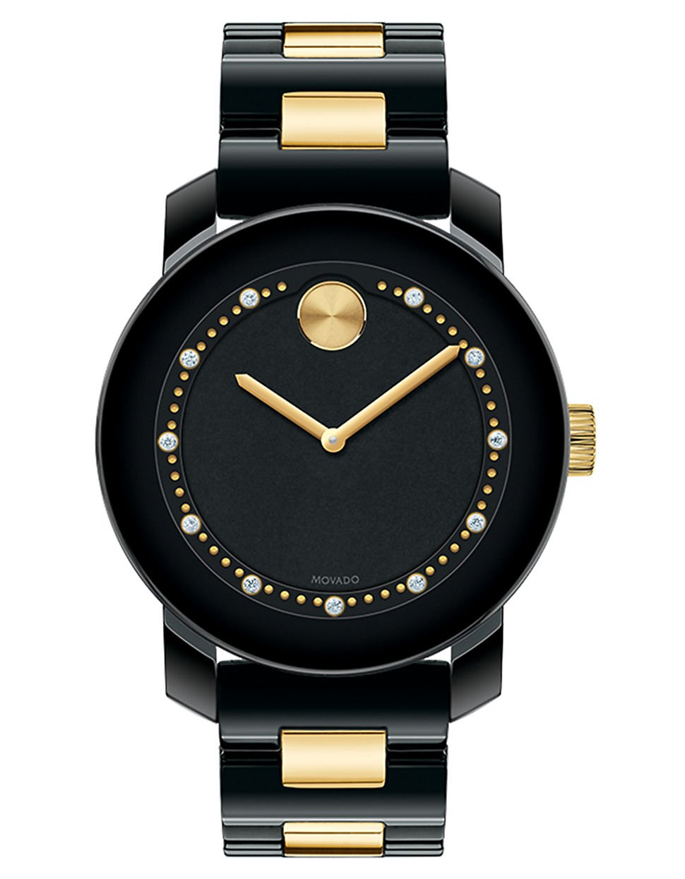 Movado bold Ladies Bold Two Tone And Diamond Bracelet Watch in Black | Lyst