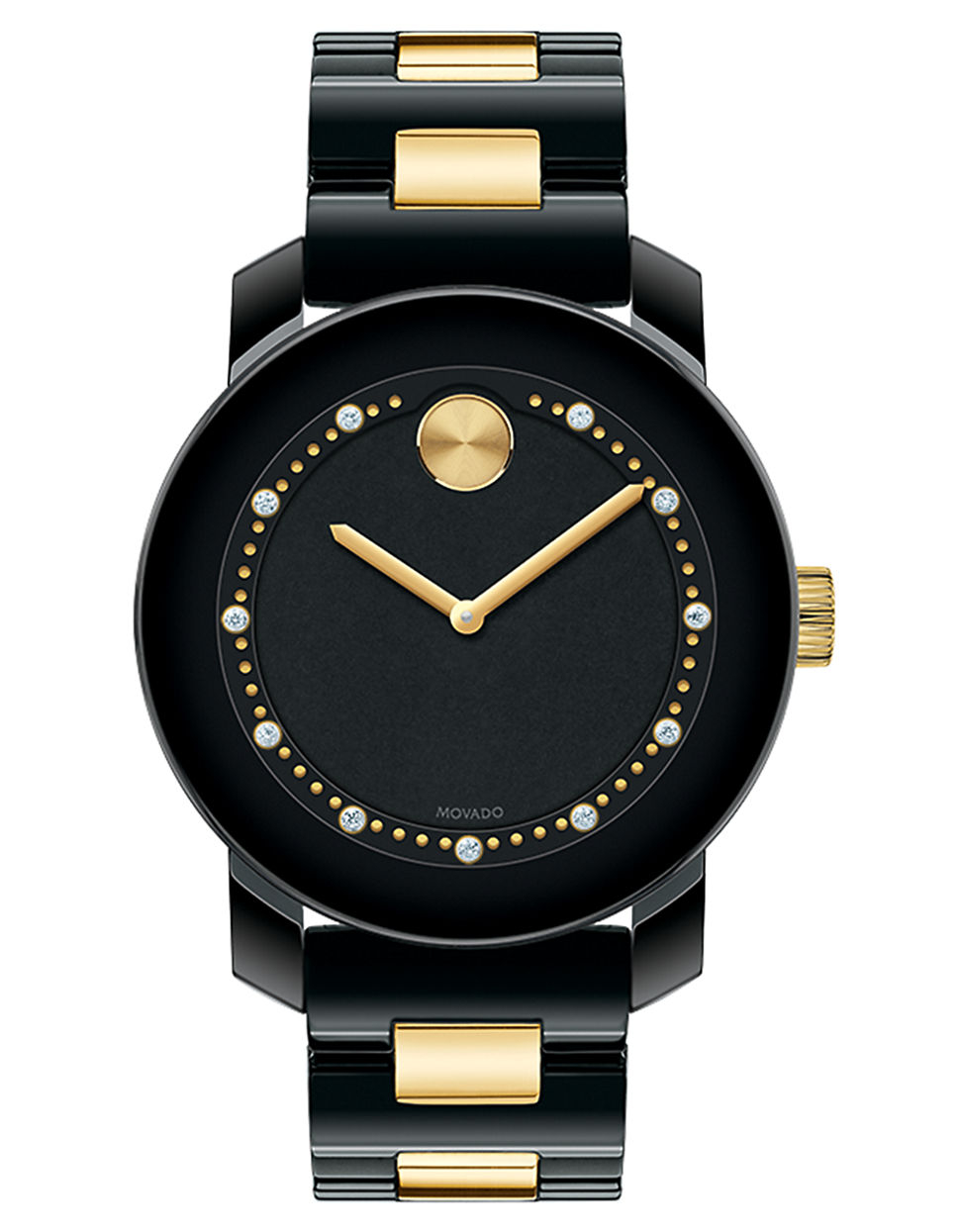 Movado Bold Ladies Bold Two Tone And Diamond Bracelet Watch In Black Lyst 