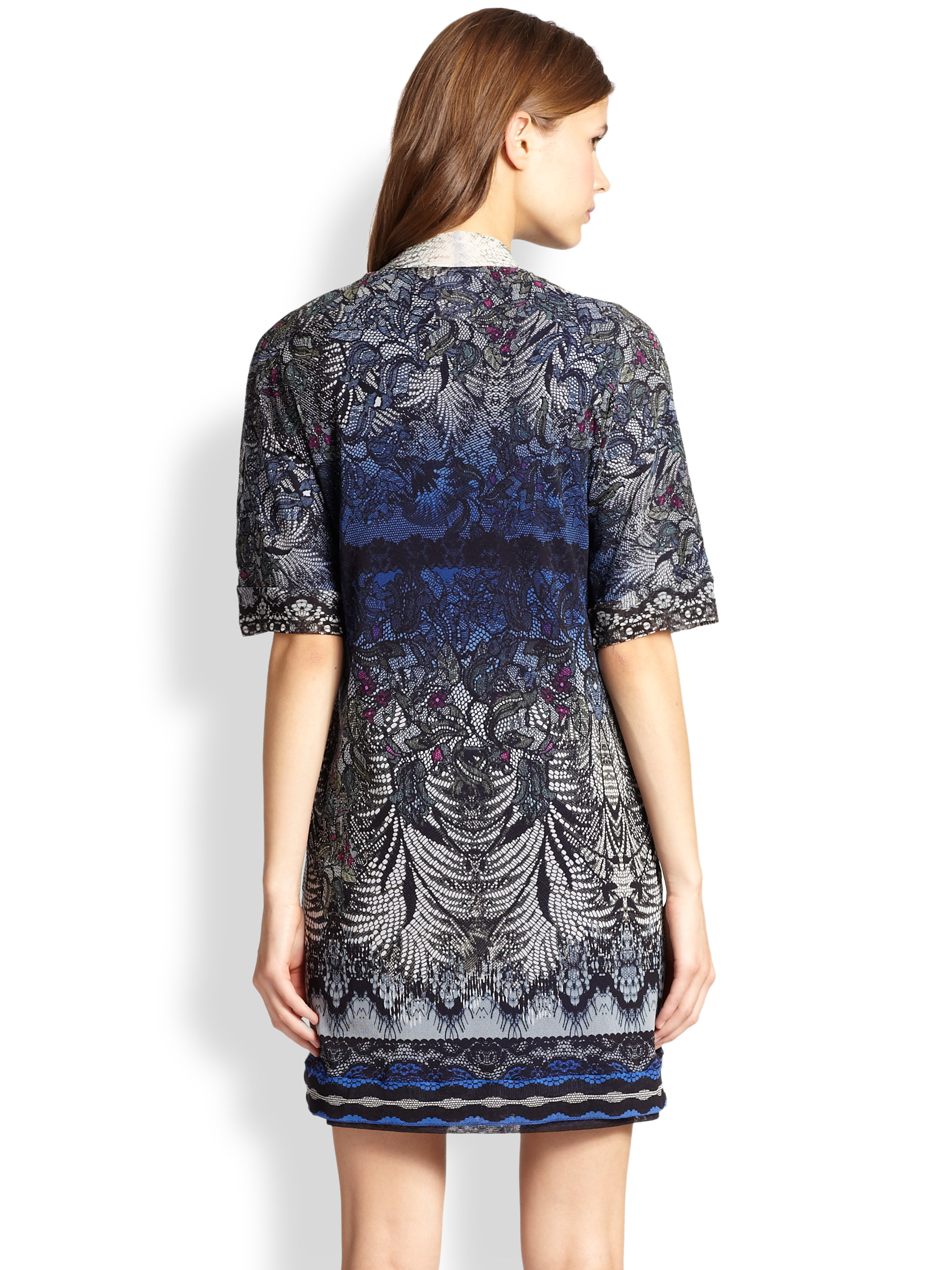 Lyst Fuzzi Batik  print Open Cardigan  in Blue