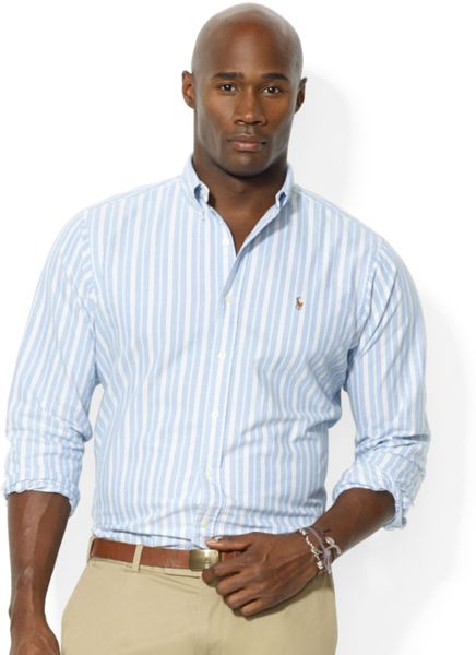 Ralph Lauren Polo Big and Tall Striped Oxford Sport Shirt in Blue for ...