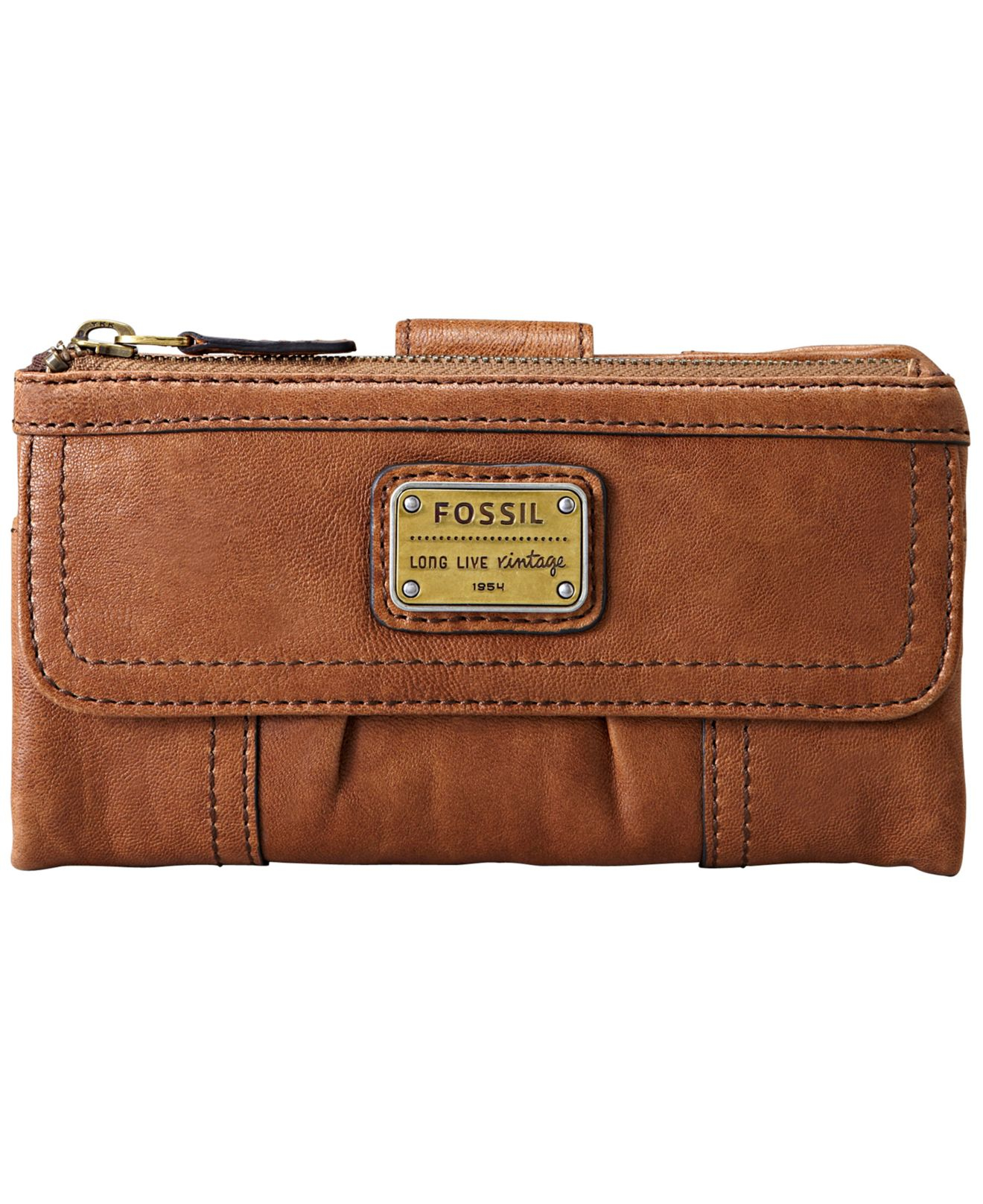 fossil leather clutch wallet