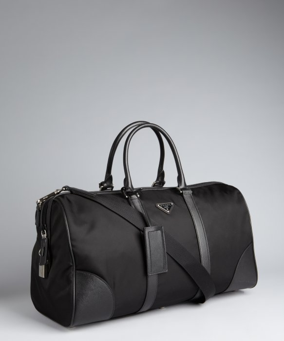 Prada Nylon Zip Duffle Bag in Black for Men | Lyst