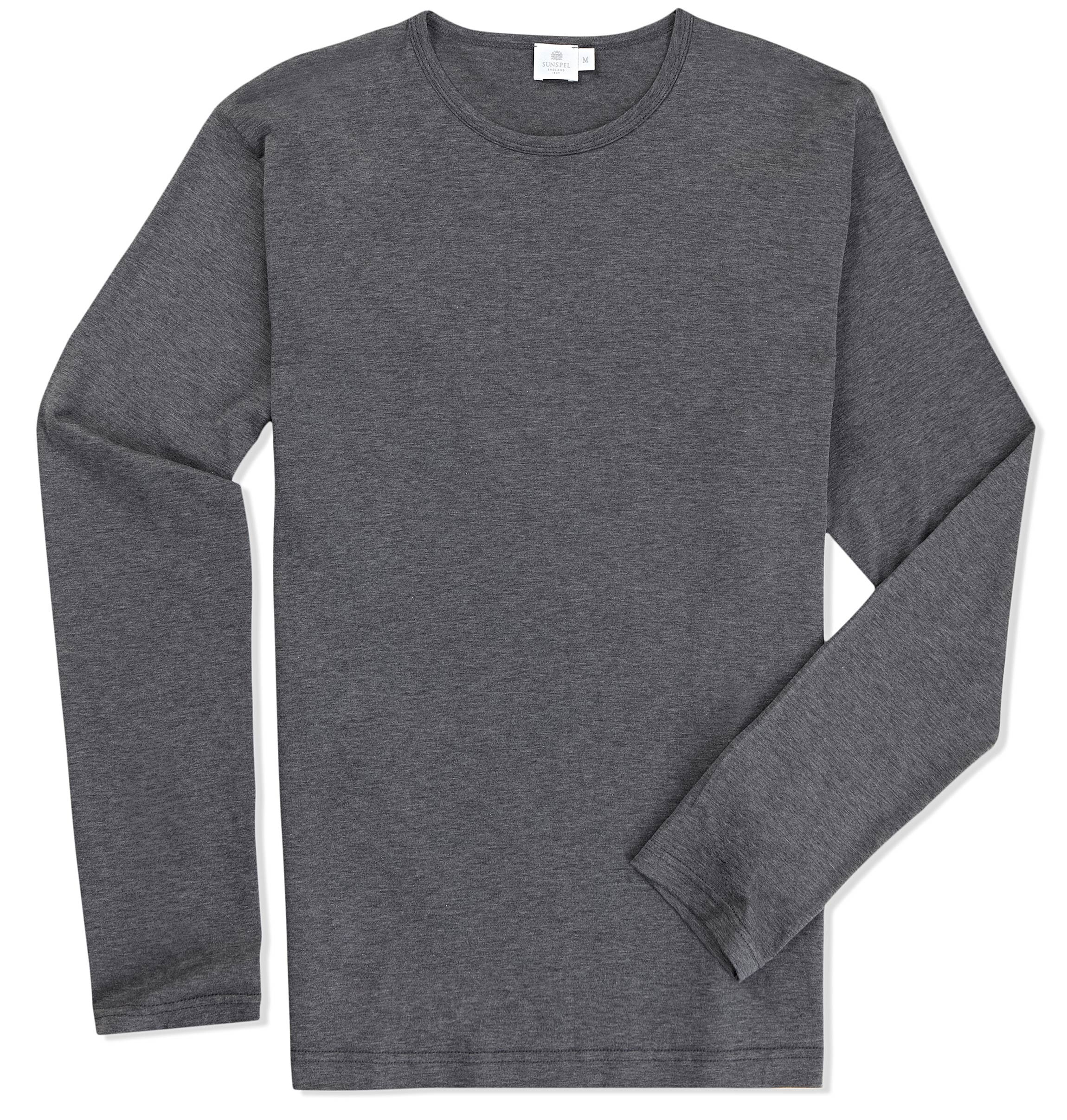 Lyst - Sunspel Long Sleeve Crew Neck T-shirt in Gray for Men