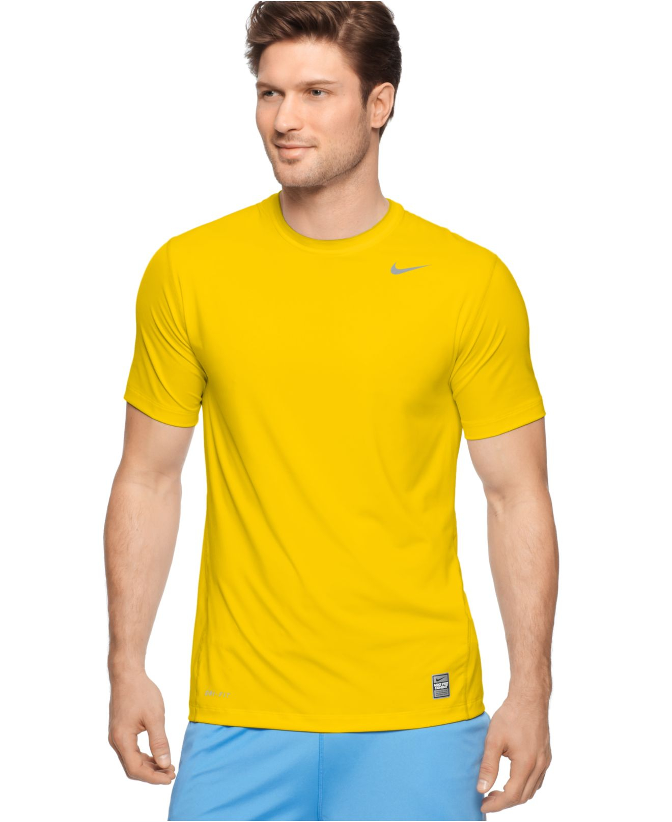 yellow nike compression shirt